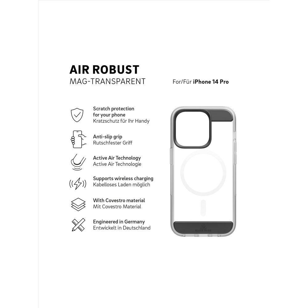 Coque transparente pour iPhone 14 Pro avec protection anti-rayures.