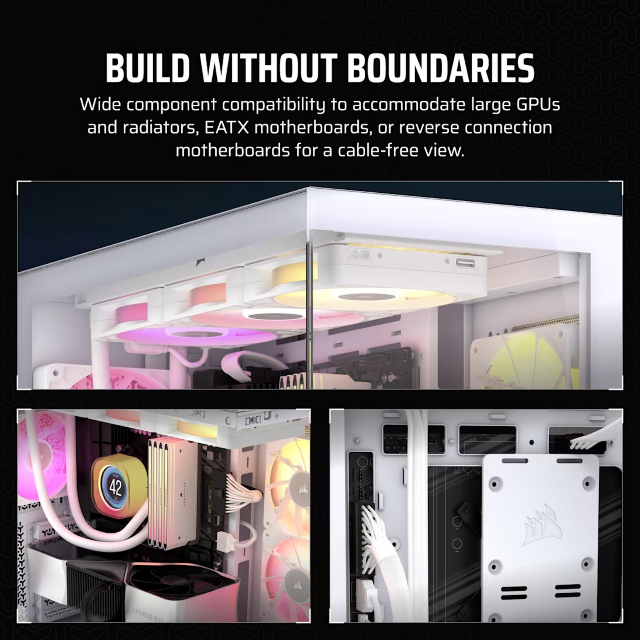 Einbau eines PCs mit RGB-Lüftern, GPU und Wasserkühlung.