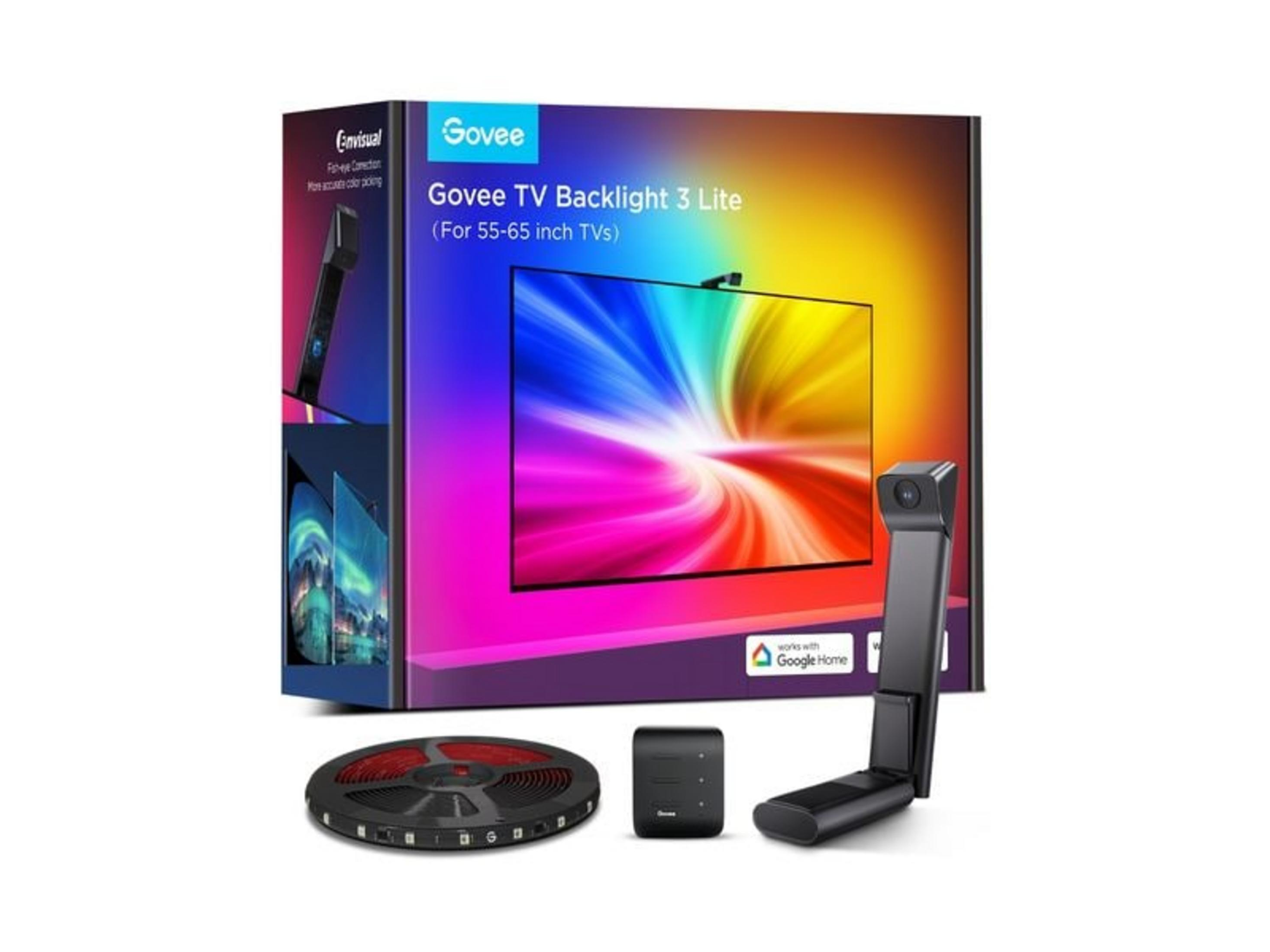 Govee TV-Hintergrundbeleuchtung 3 Lite-Set mit Kamera und LED-Streifen.