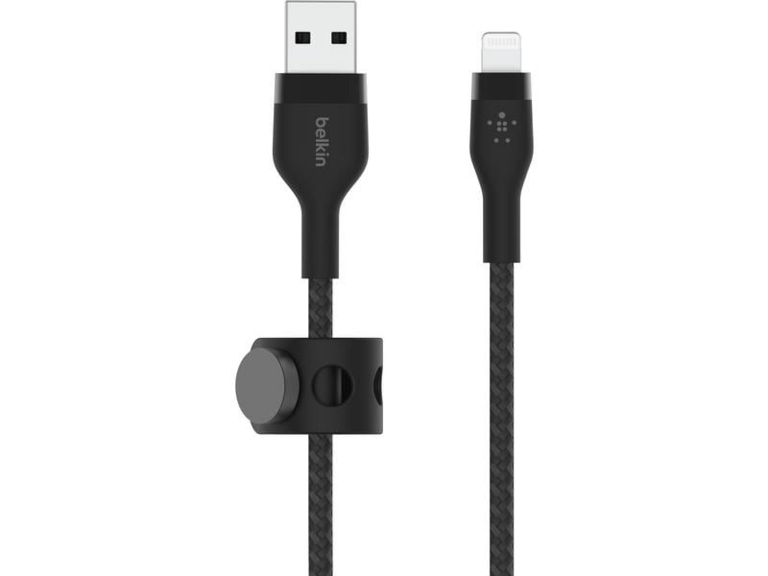 Czarny kabel Belkin USB-C do Lightning z organizerem