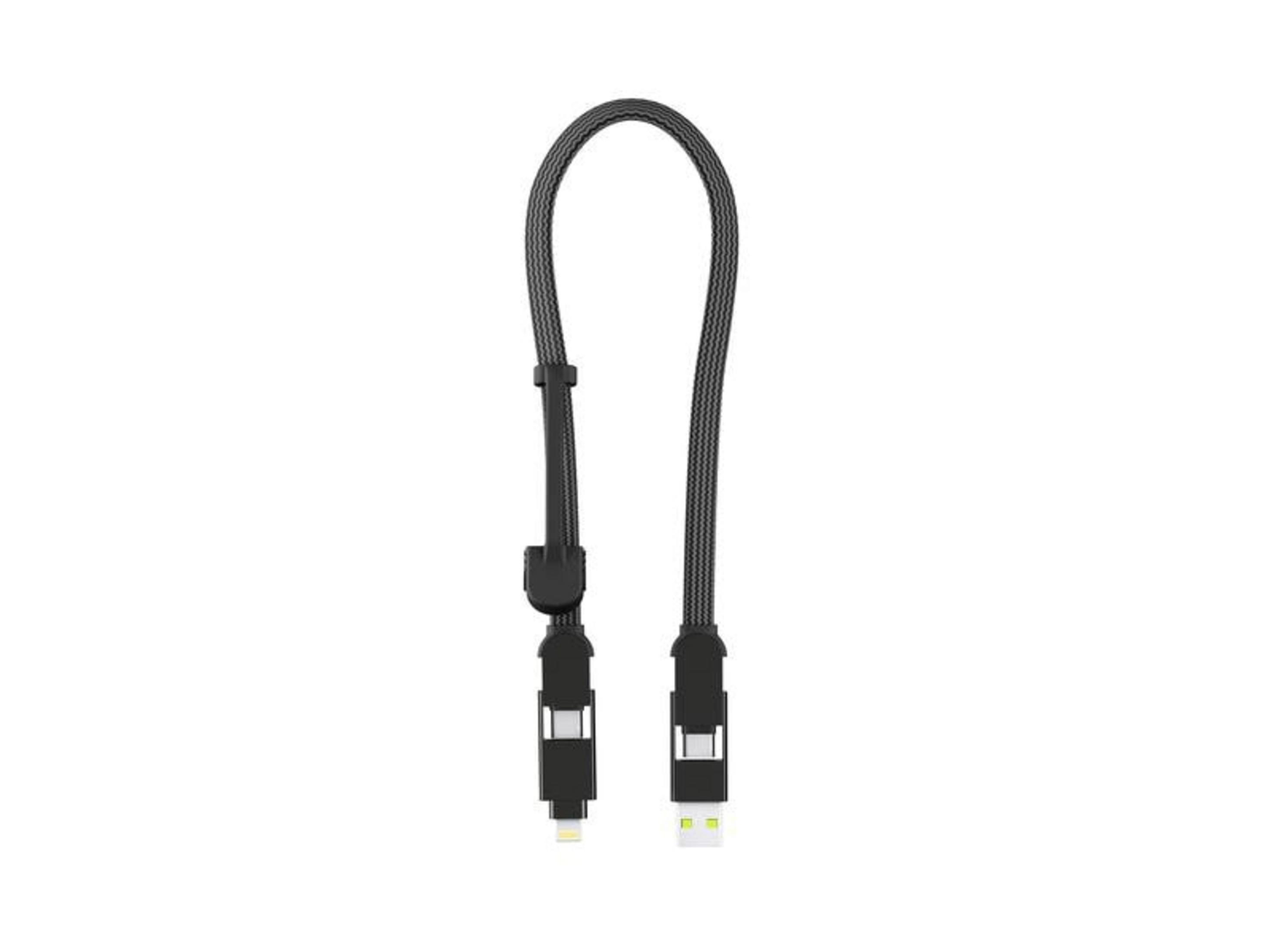 Ein schwarzes Ladekabel mit USB-A und Lightning-Anschluss.