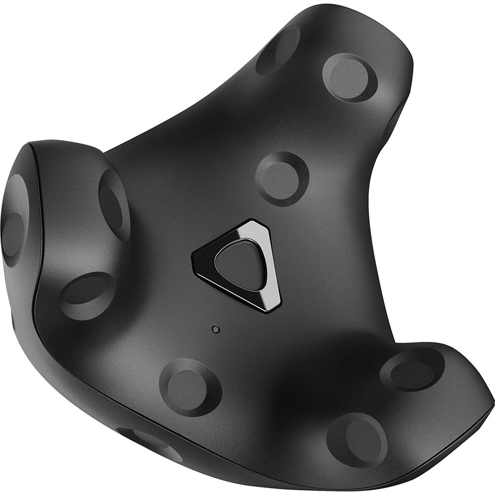 Controller VR nero con rientranze circolari e pulsante triangolare.