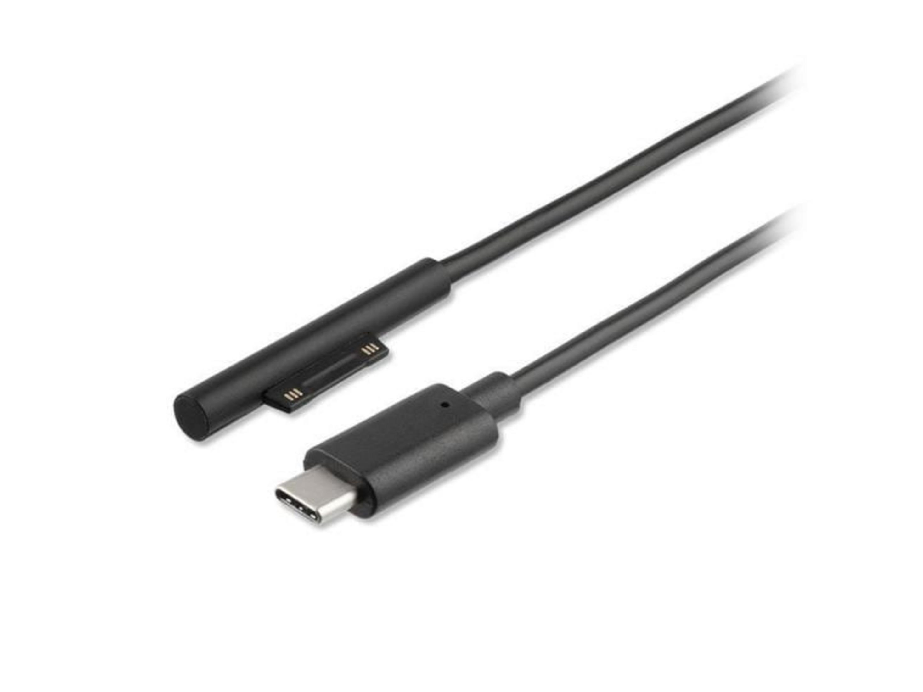 Ein schwarzes Ladekabel mit USB-C und einem magnetischen Anschluss.