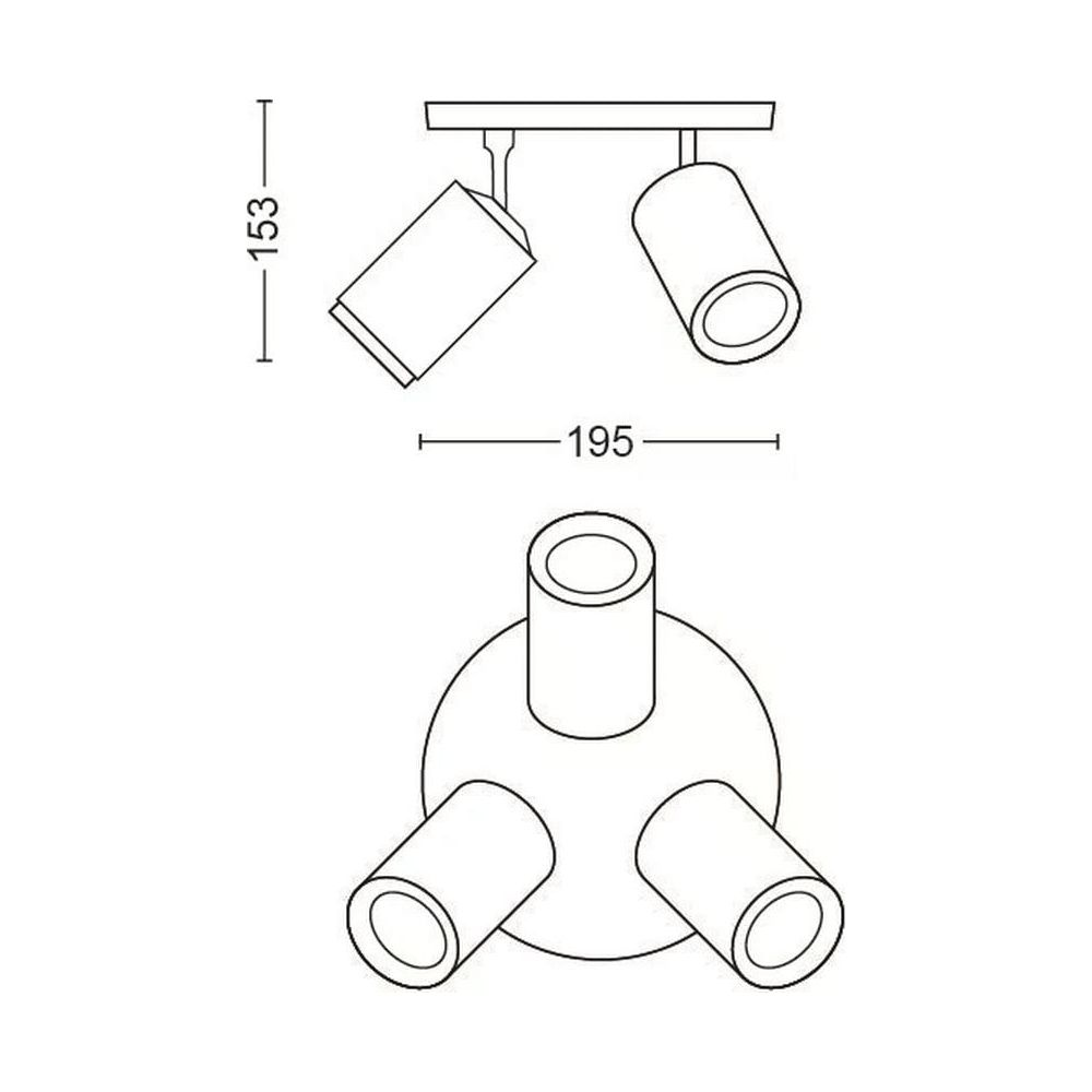 Technische tekening van twee lampenmodellen met afmetingen.