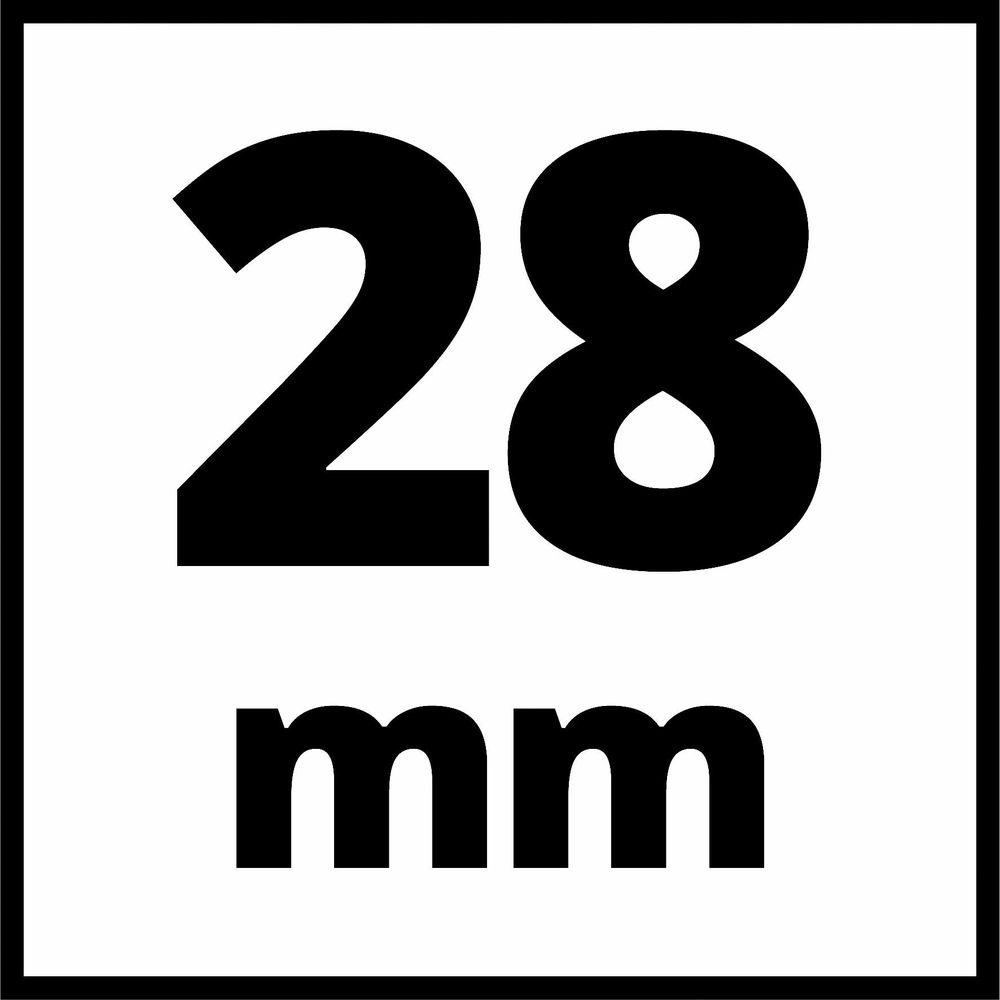 Il numero 28 in nero su sfondo bianco con cornice.