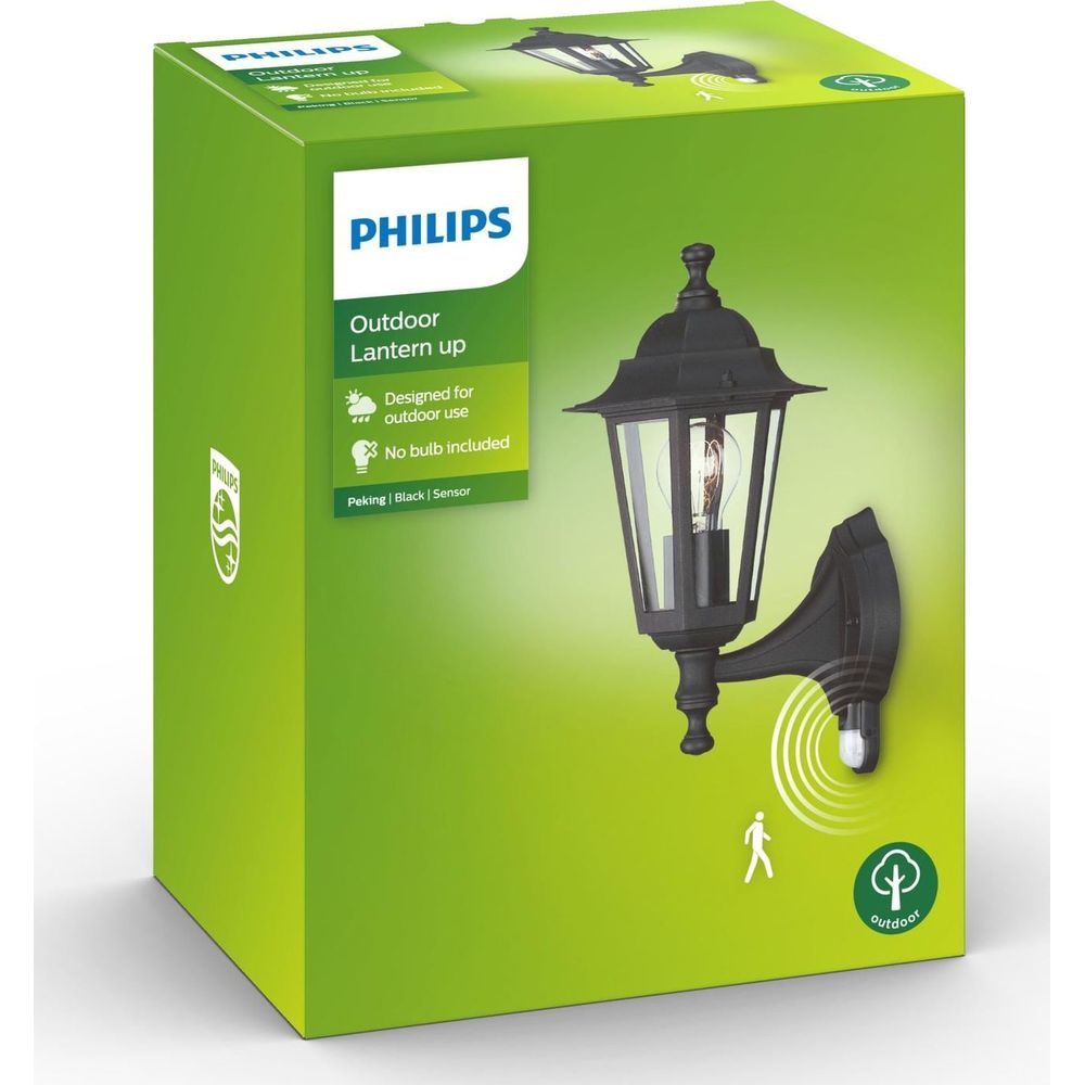 Philips Outdoor Laterne hoch Box mit schwarzer Laterne Bild. Für Außenbereich.