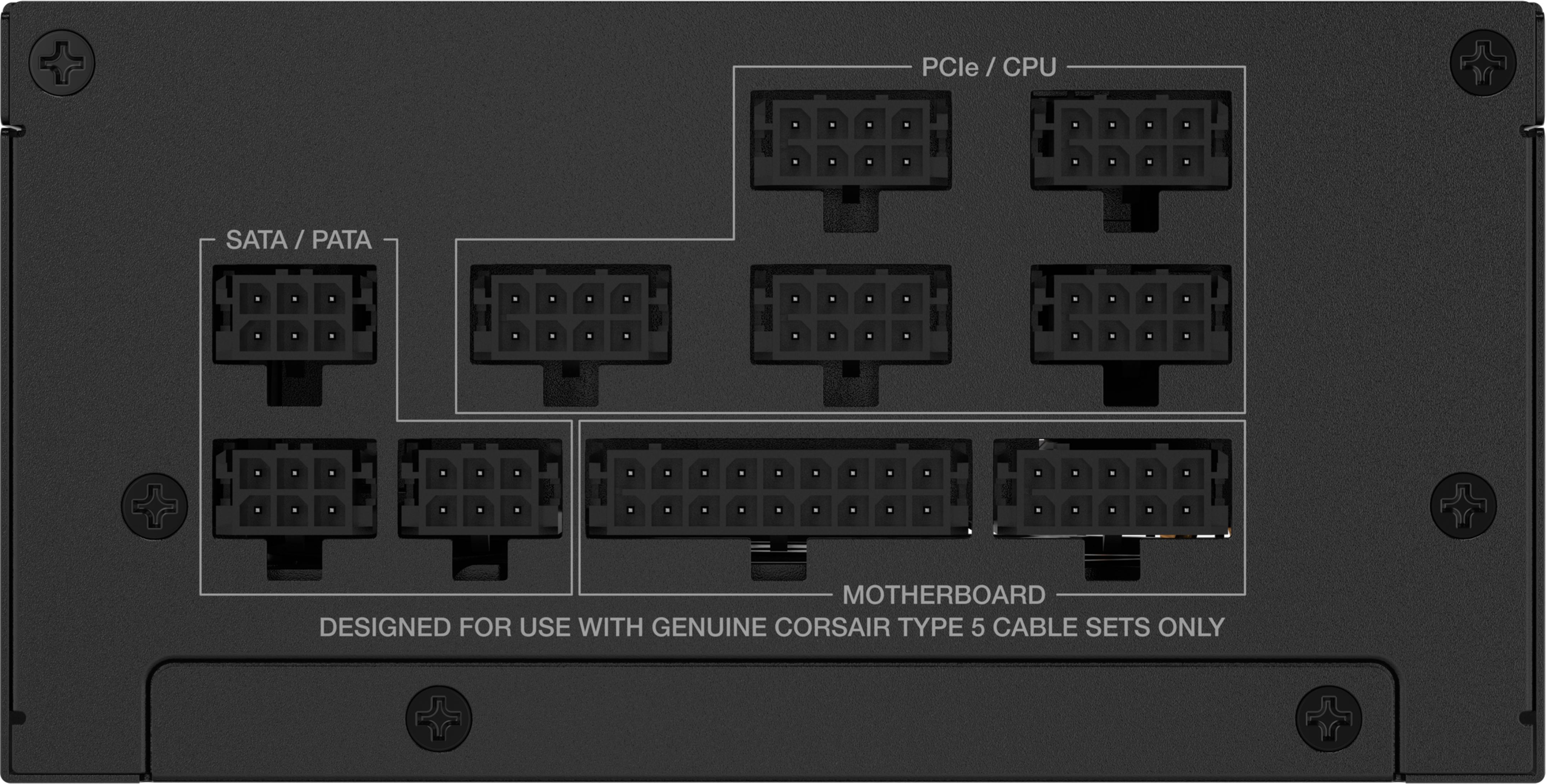 Ports d'alimentation PC étiquetés SATA/PATA, PCIe/CPU et Carte mère. Inclut des vis.