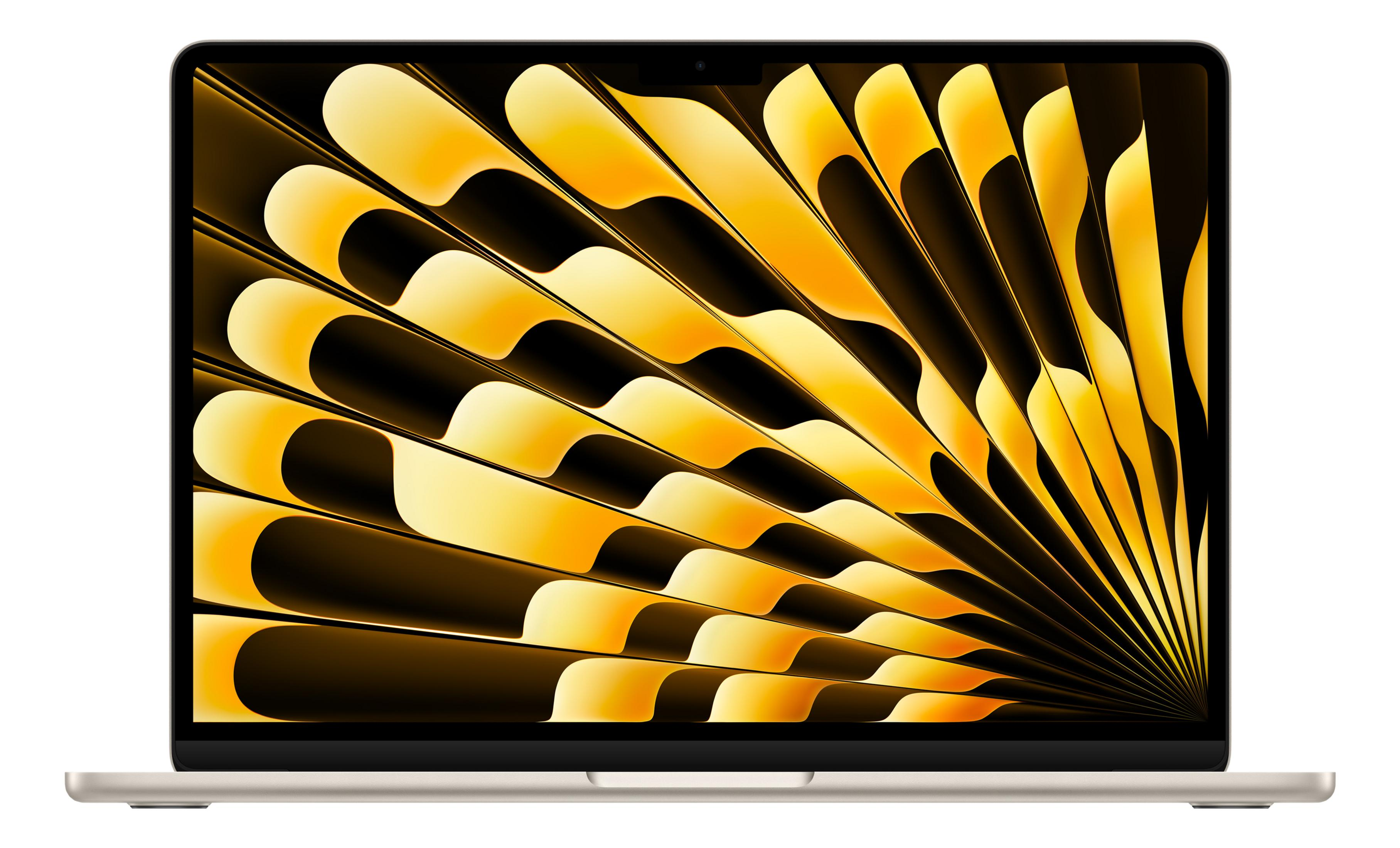Un motivo a ventaglio dorato e giallo sullo schermo di un laptop.