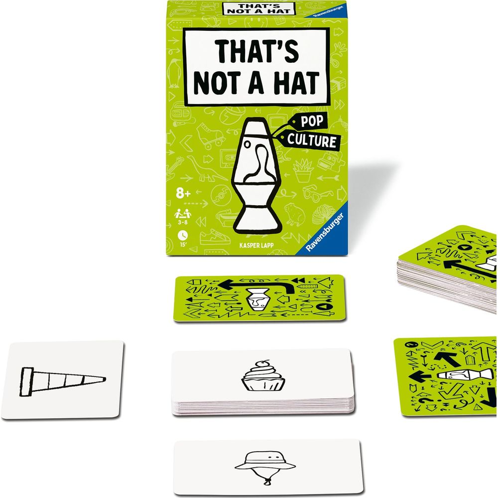 Gra 'That's Not a Hat' z kartami i planszą.