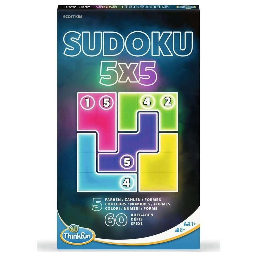 Verpackung des Sudoku 5x5 Spiels mit farbigen Blöcken und Zahlen.