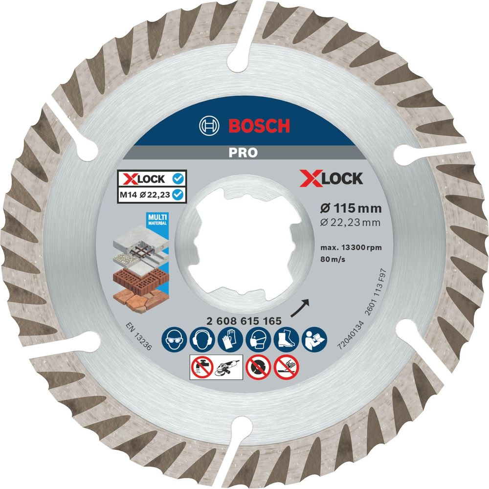 Bosch XLOCK Trennscheibe für Multimaterialien, 115mm Durchmesser.