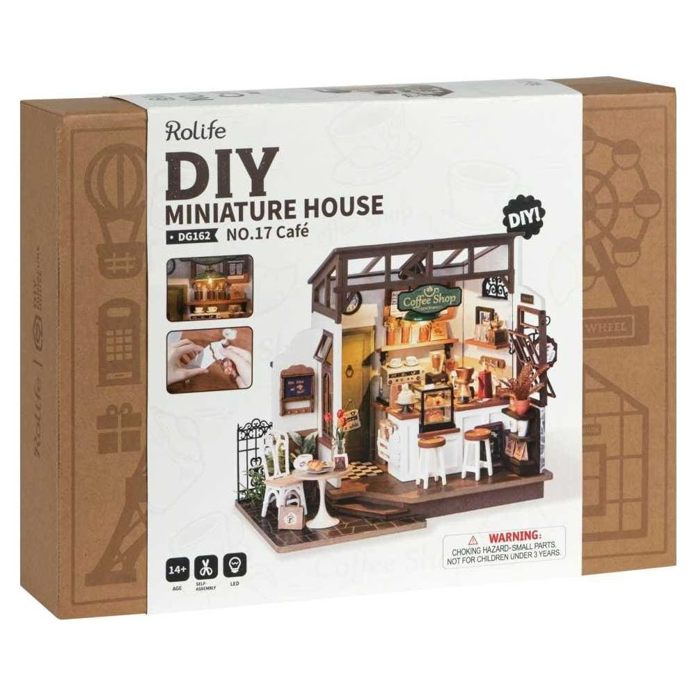 Rolife DIY Minyatür Ev Kiti, "Coffee Shop" modeli detaylı iç mekan.
