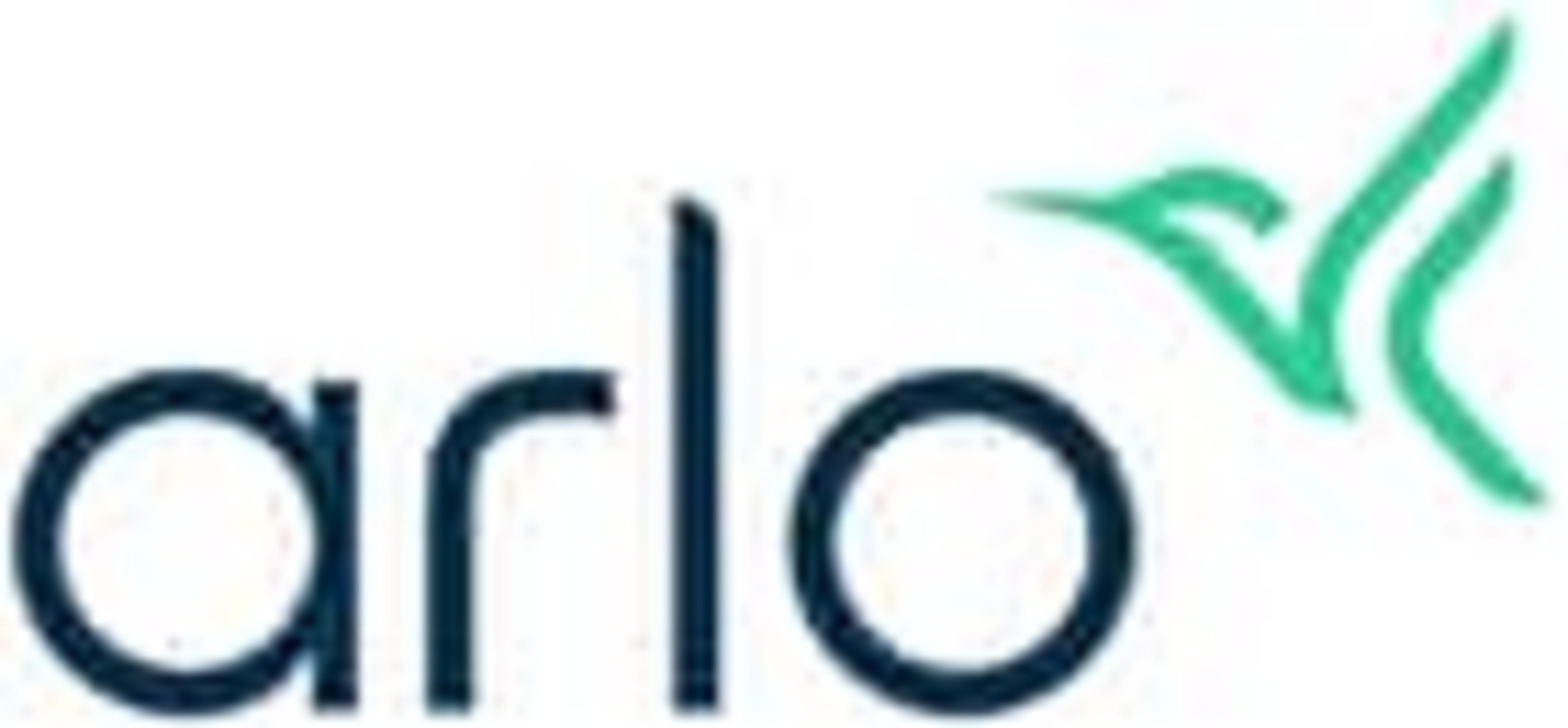 Logo: Dunkelblaue Schrift 'arlo' mit grünem Kolibri-Symbol.