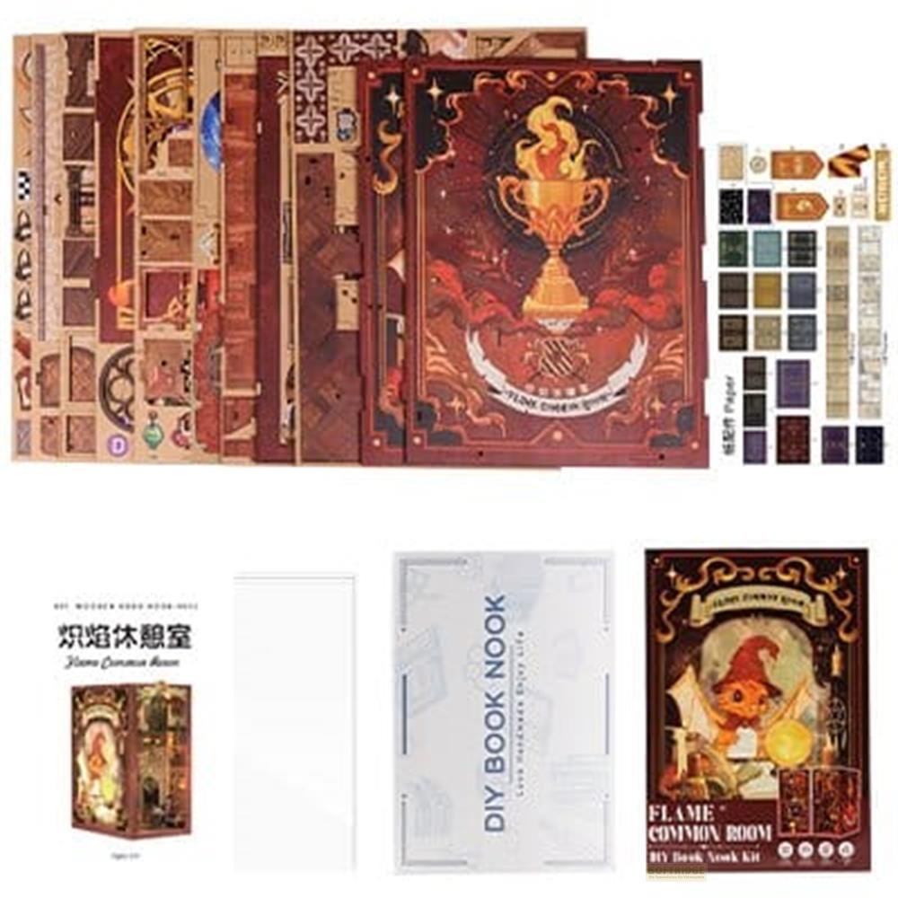 Une collection de décorations pour coins de livres sur le thème du trophée et de la flamme.