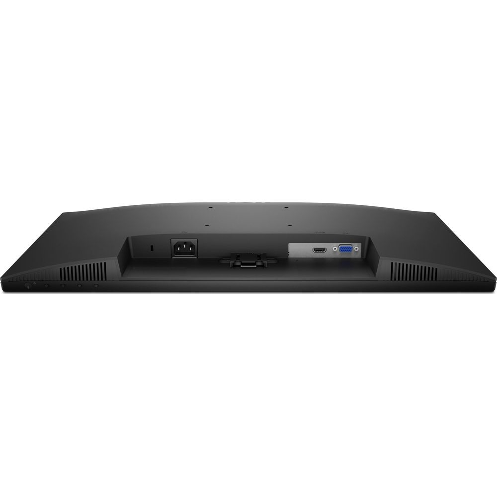 Back of a black monitor showing power, HDMI, and VGA ports.