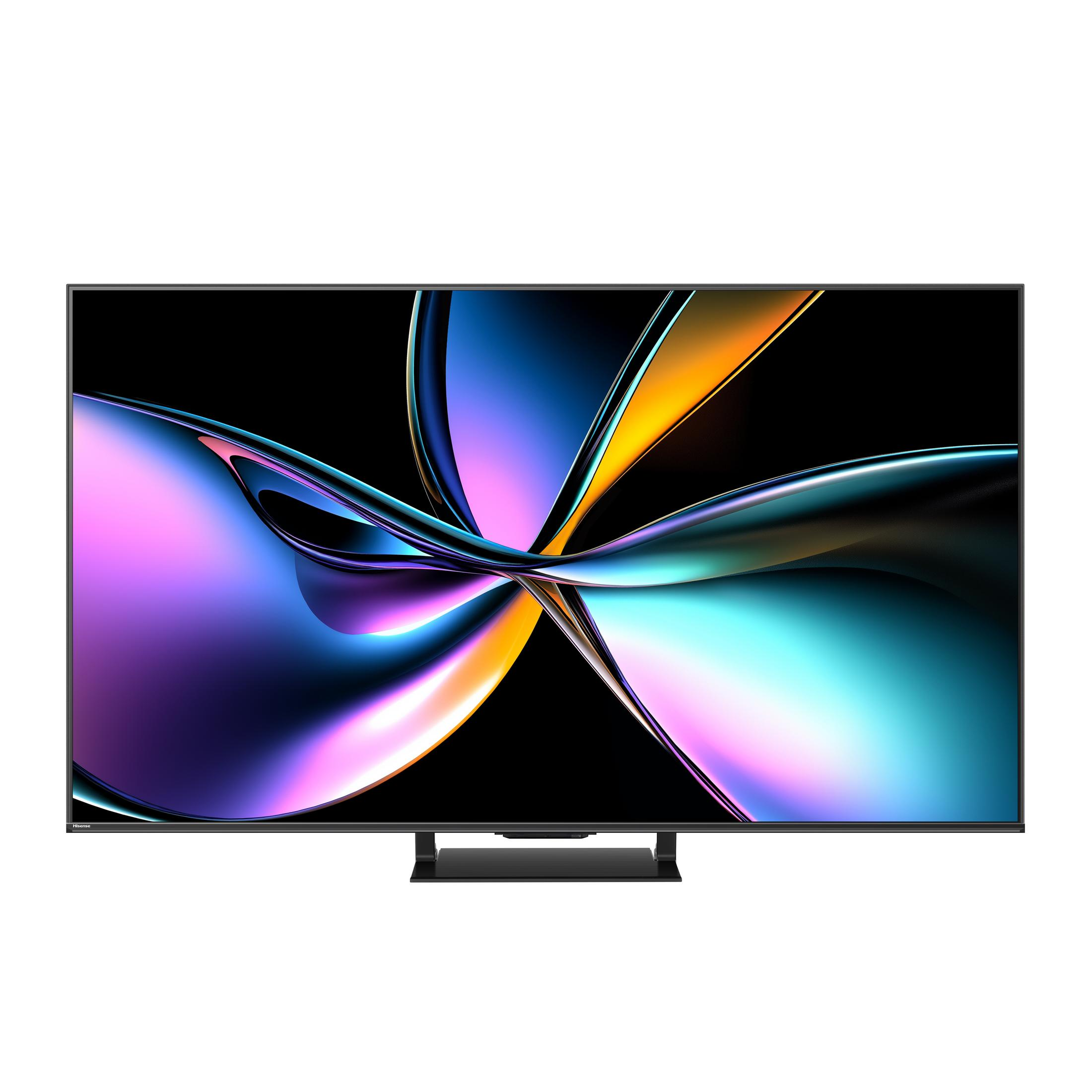 Nowoczesny telewizor wyświetlający żywy, kolorowy wzór na ekranie.