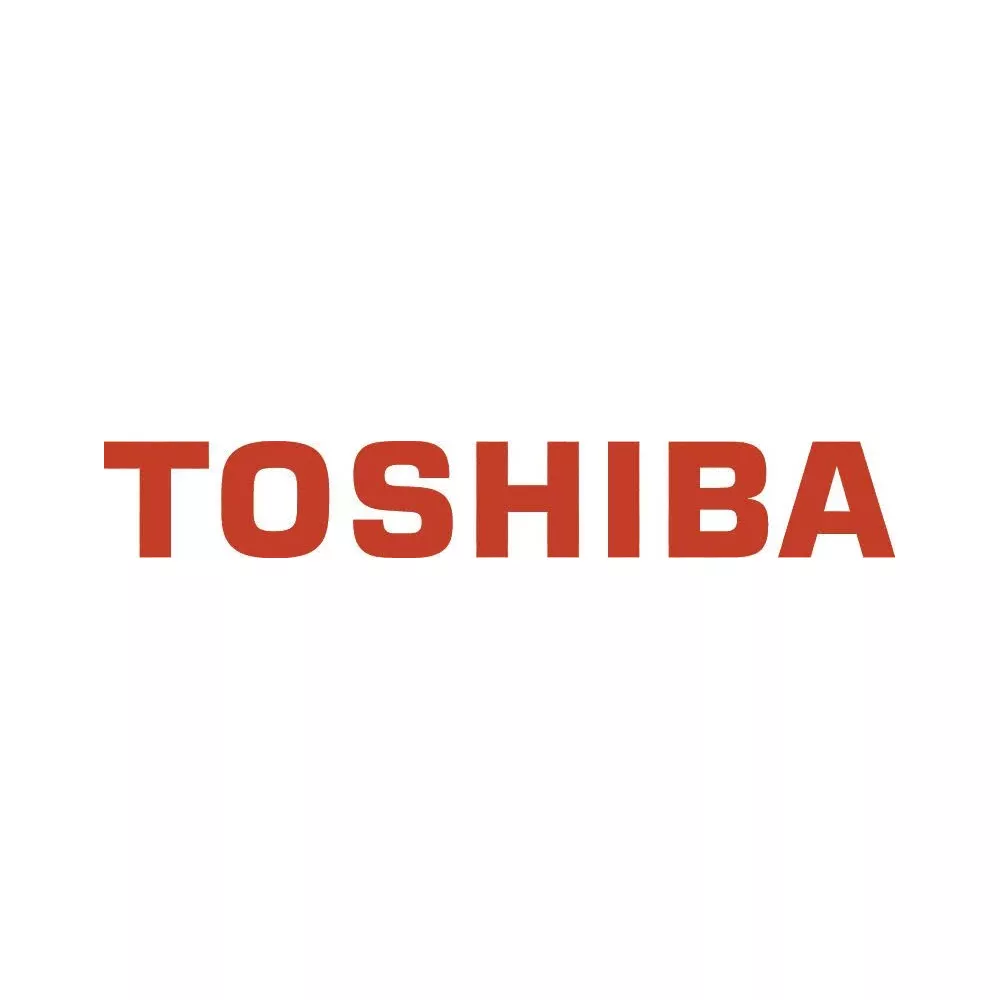 La parola TOSHIBA in grandi lettere rosse su sfondo bianco.