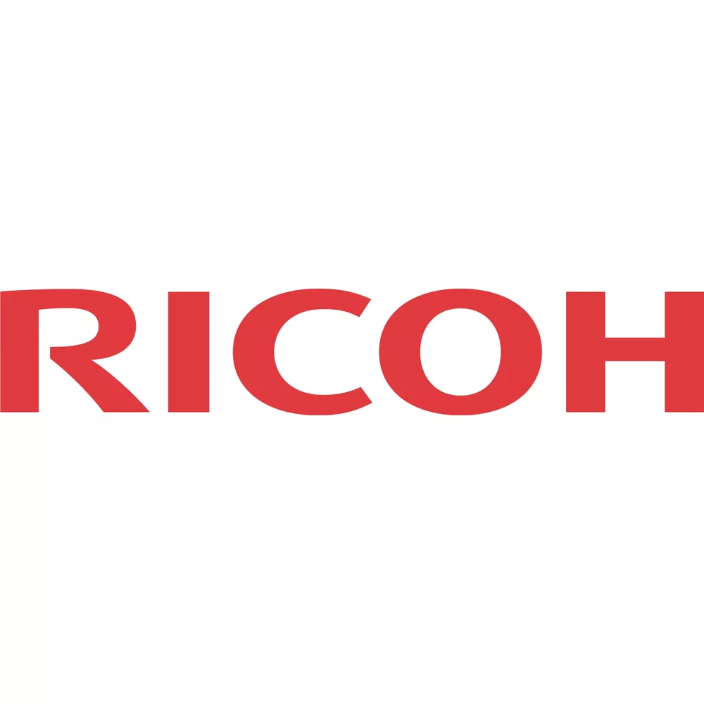 Logo Ricoh w czerwonym kolorze na białym tle.