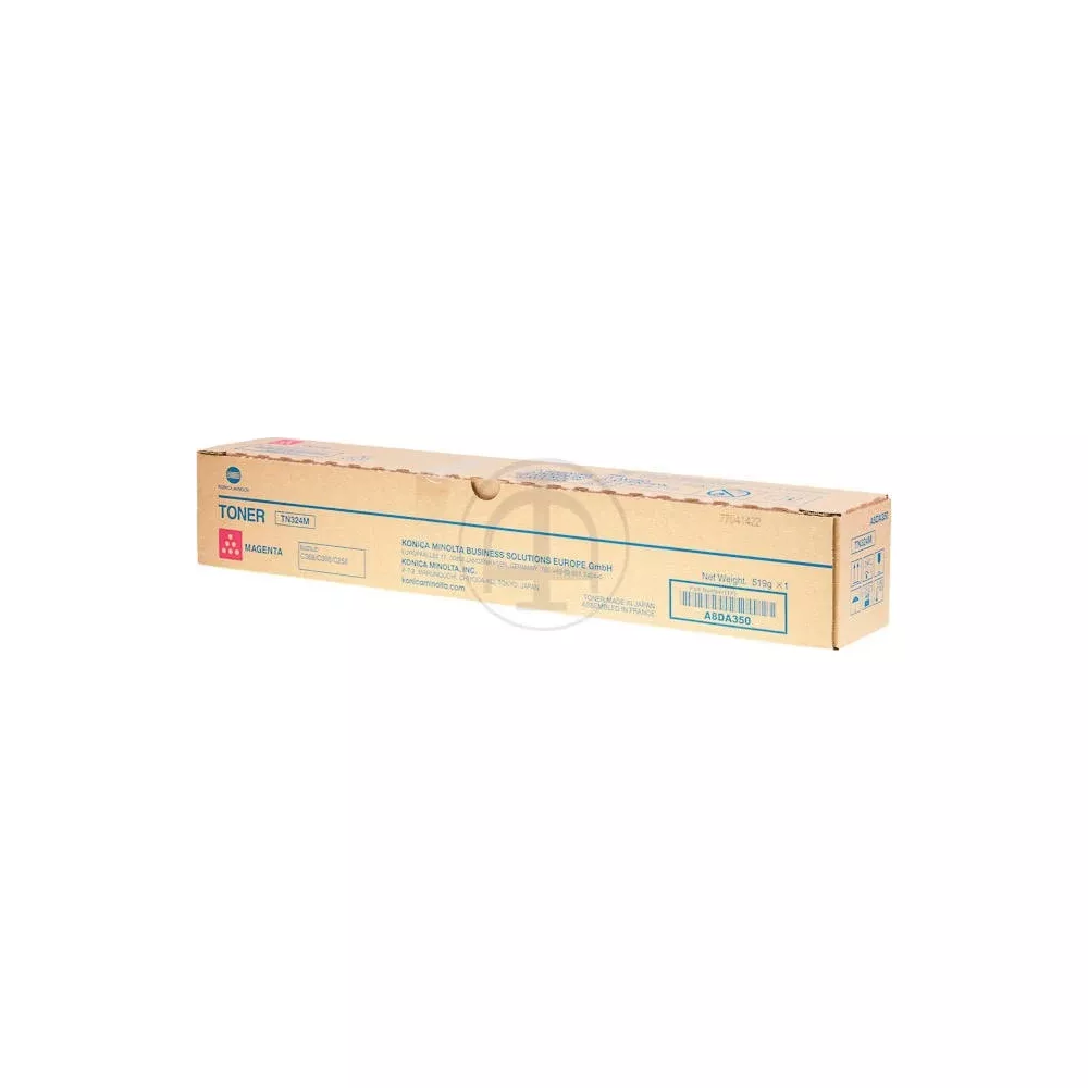 Cartuccia toner magenta Konica Minolta in confezione di cartone.