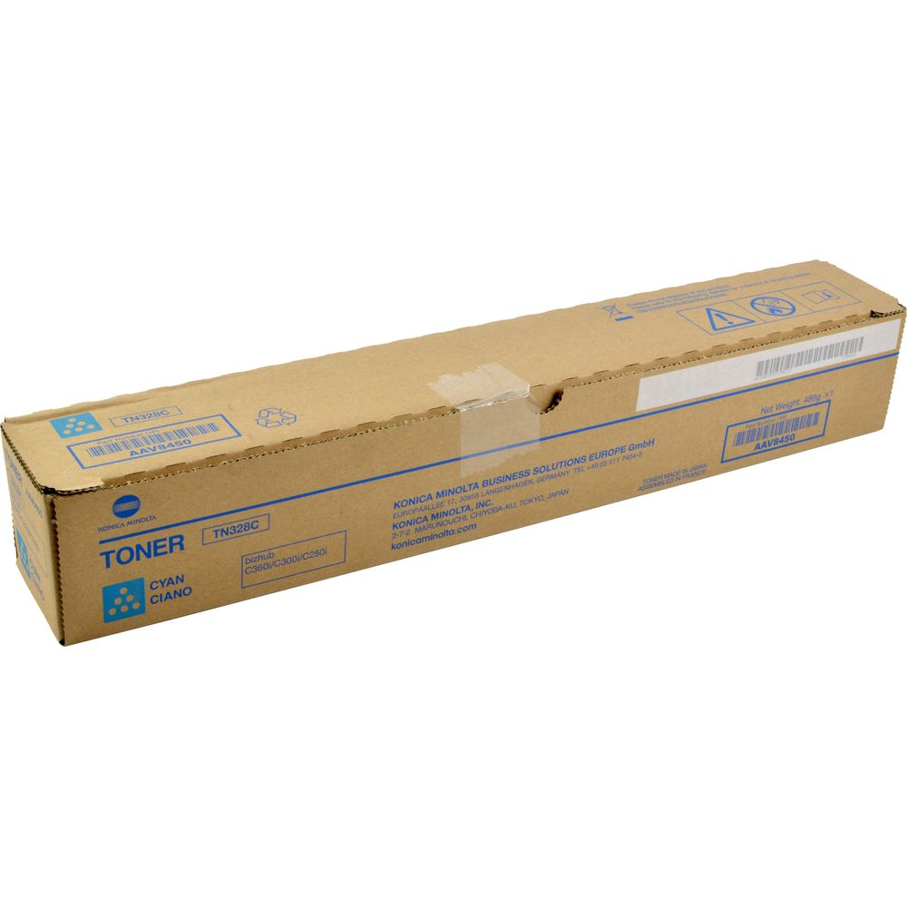 Pudełko z tonerem Konica Minolta TN328C Cyan, model AAV8450.