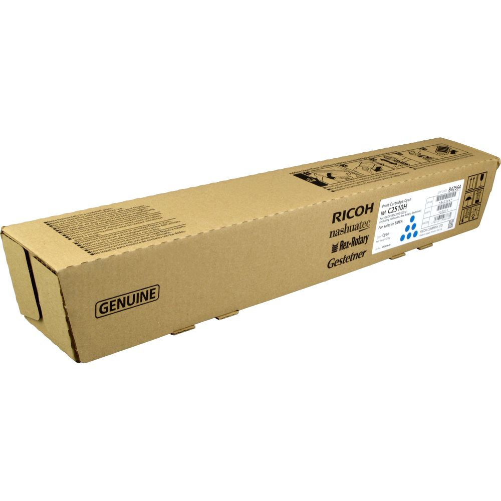 Cartuccia toner Ricoh Cyan IM C2510H in confezione originale.