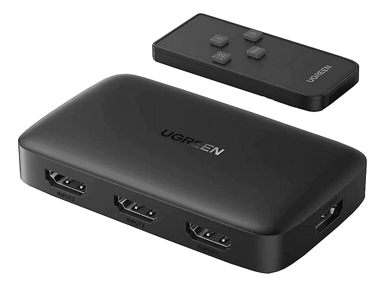 UGREEN 80125 3'ü 1 Arada 4K@30Hz HDMI Uzaktan Kumandalı Switch Siyah