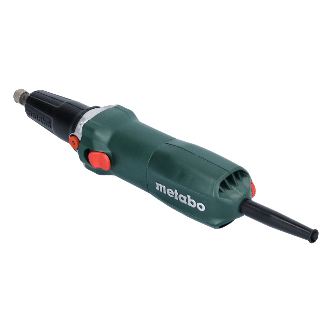 Outil Metabo vert avec bouton rouge et cordon noir.