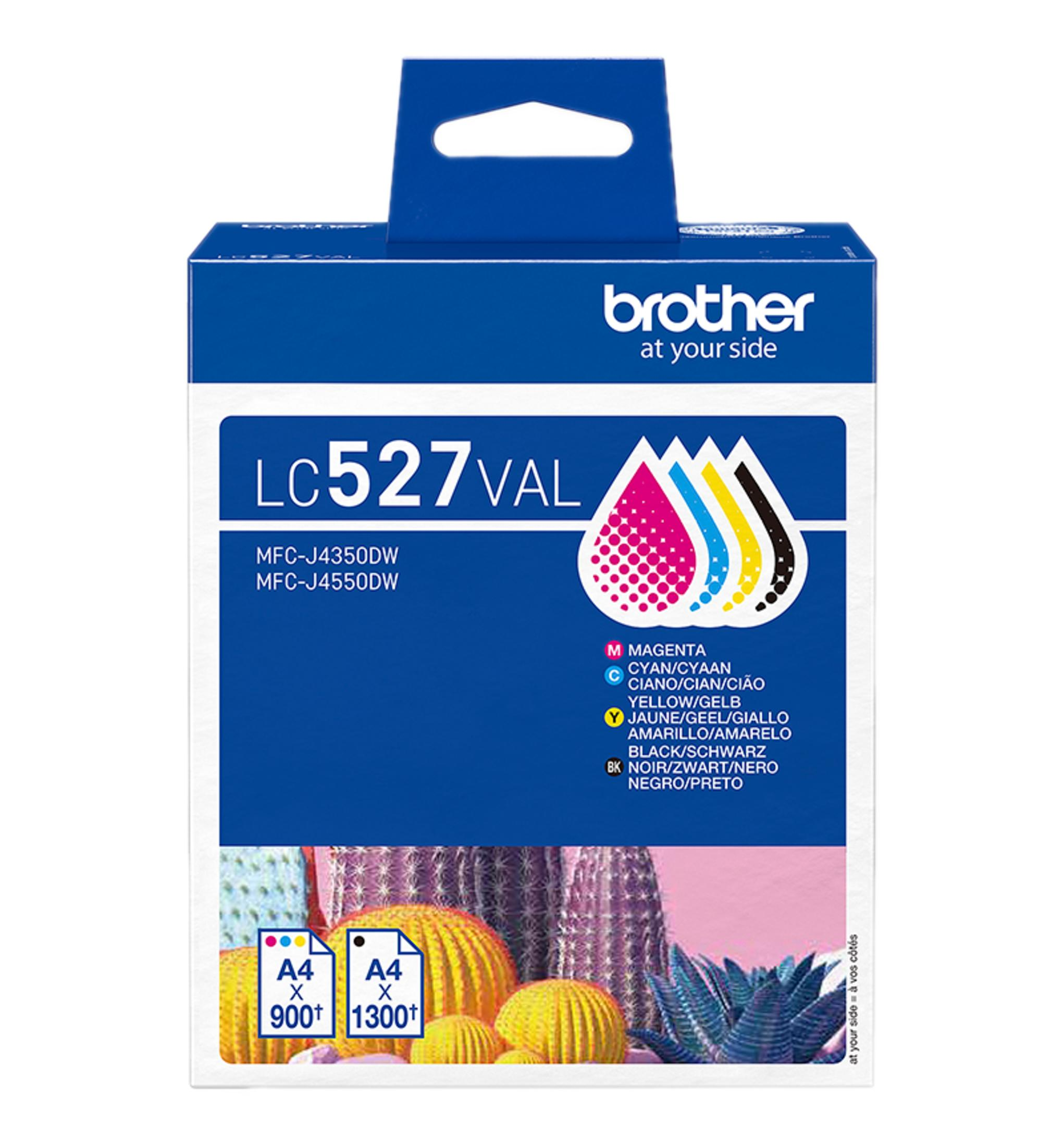 Tusz Brother LC527VAL cztery kolory z motywem roślin pustynnych.