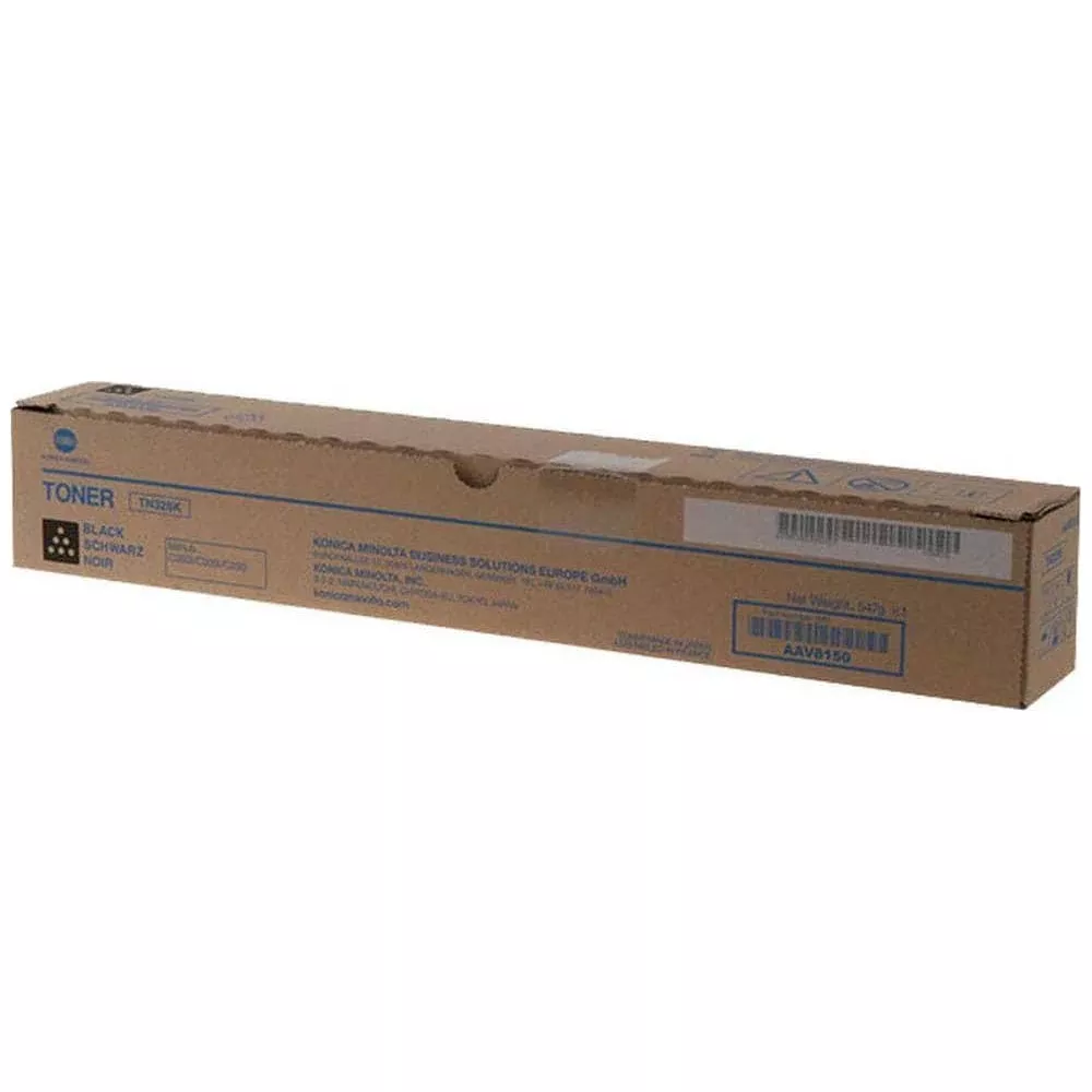 Caja de tóner marrón con impresión negra, modelo TK320K.