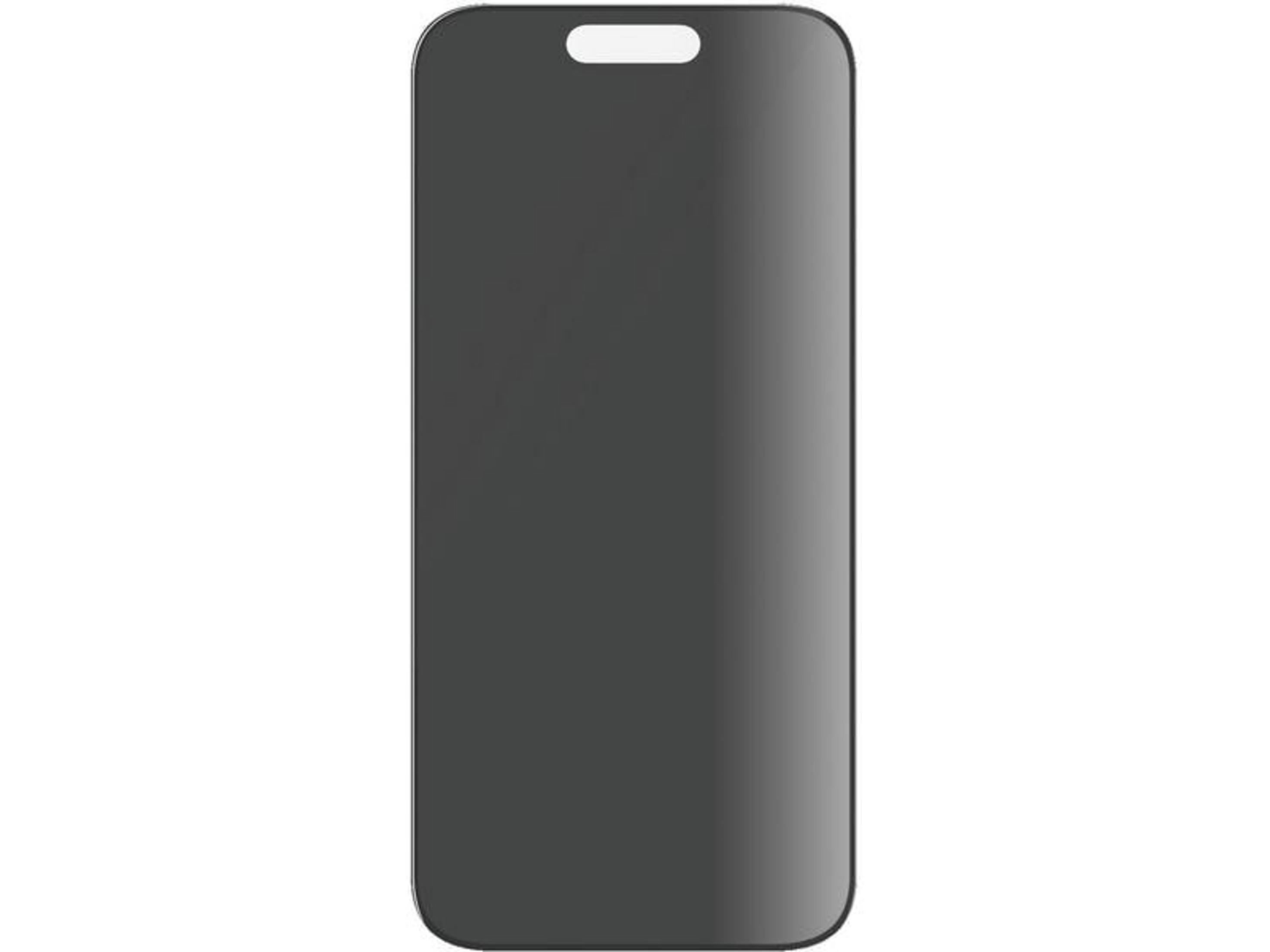 Protecteur d'écran gris foncé pour smartphone avec découpe en haut.