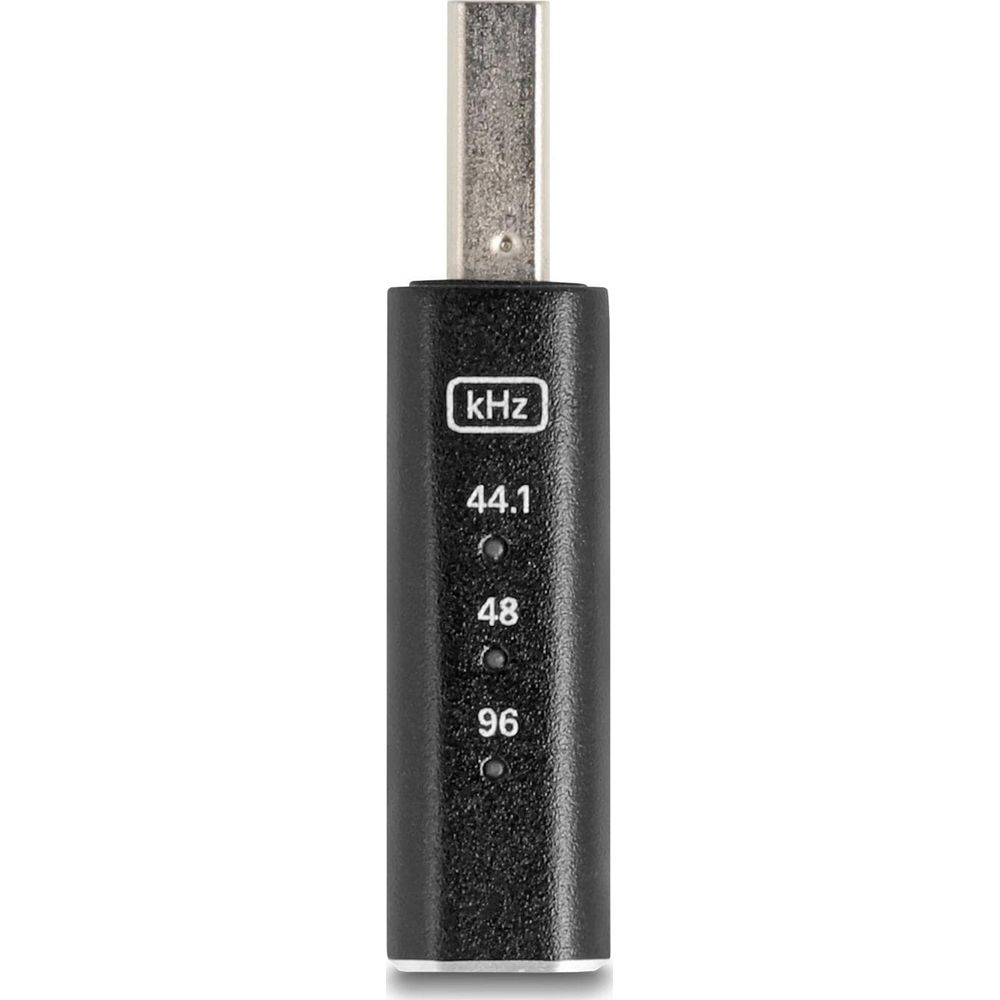 Adattatore USB nero con simbolo kHz e numeri 44.1, 48, 96.