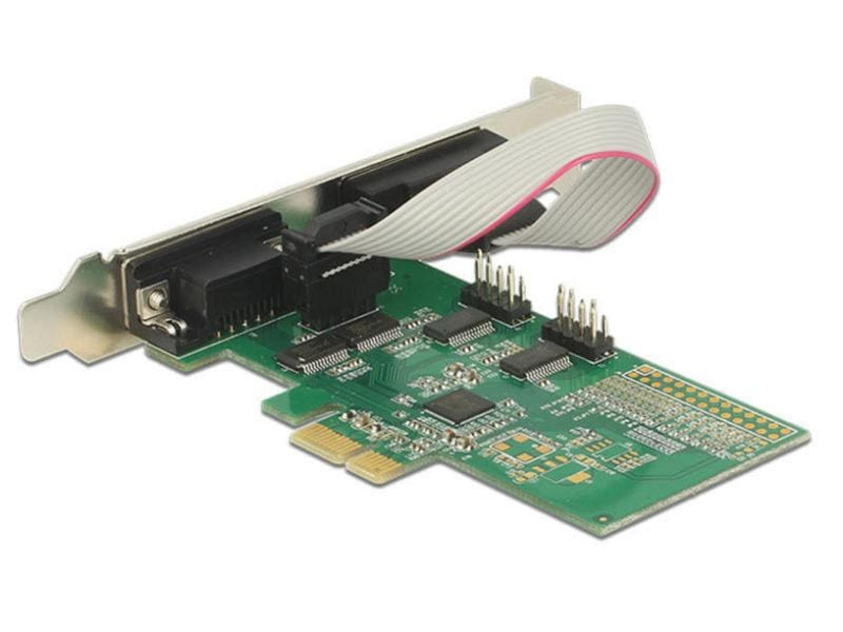 Une carte mère d'ordinateur verte avec un câble plat et des connecteurs noirs.