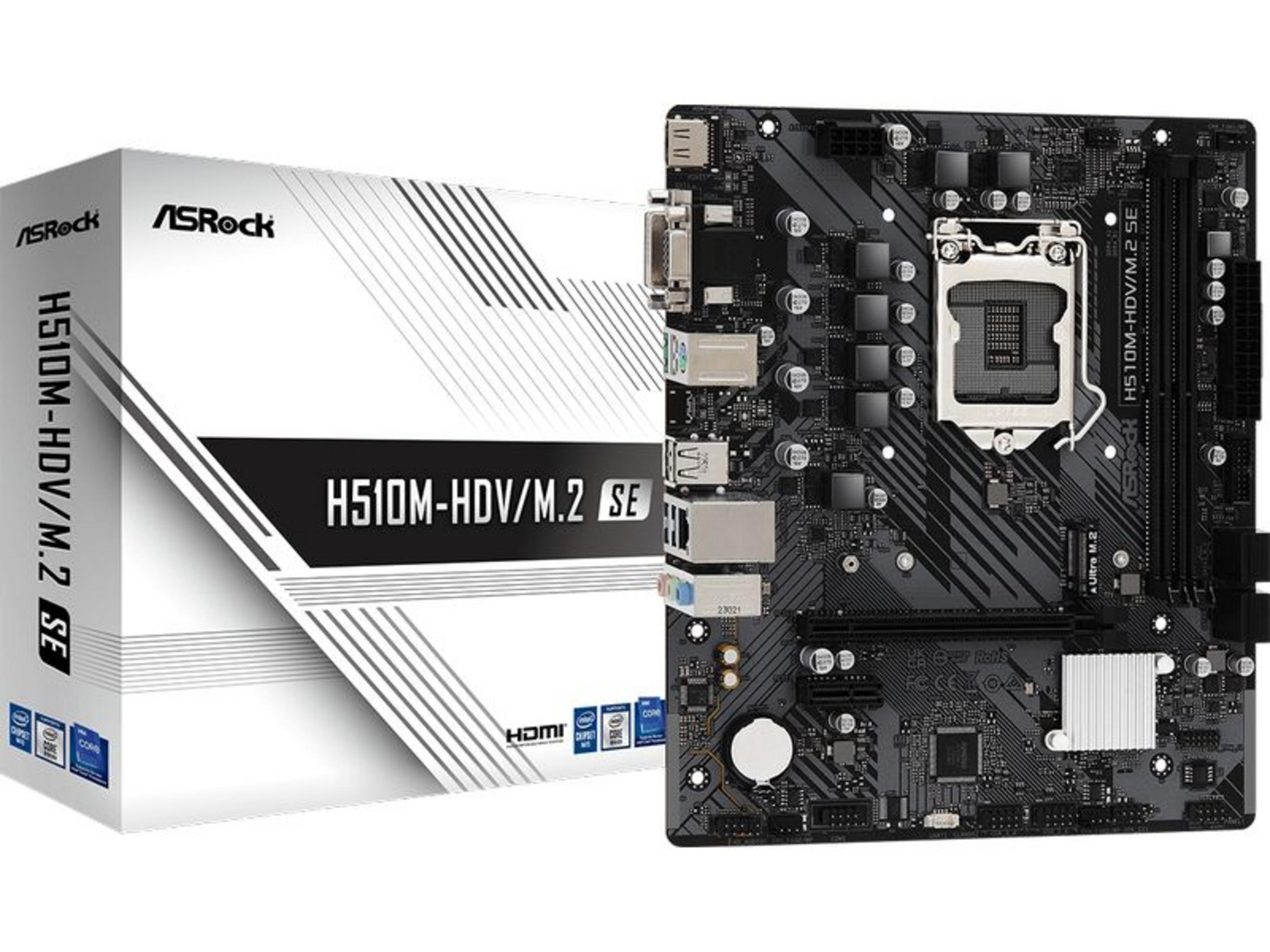 Płyta główna ASRock H510M-HDV/M.2 SE i jej opakowanie.