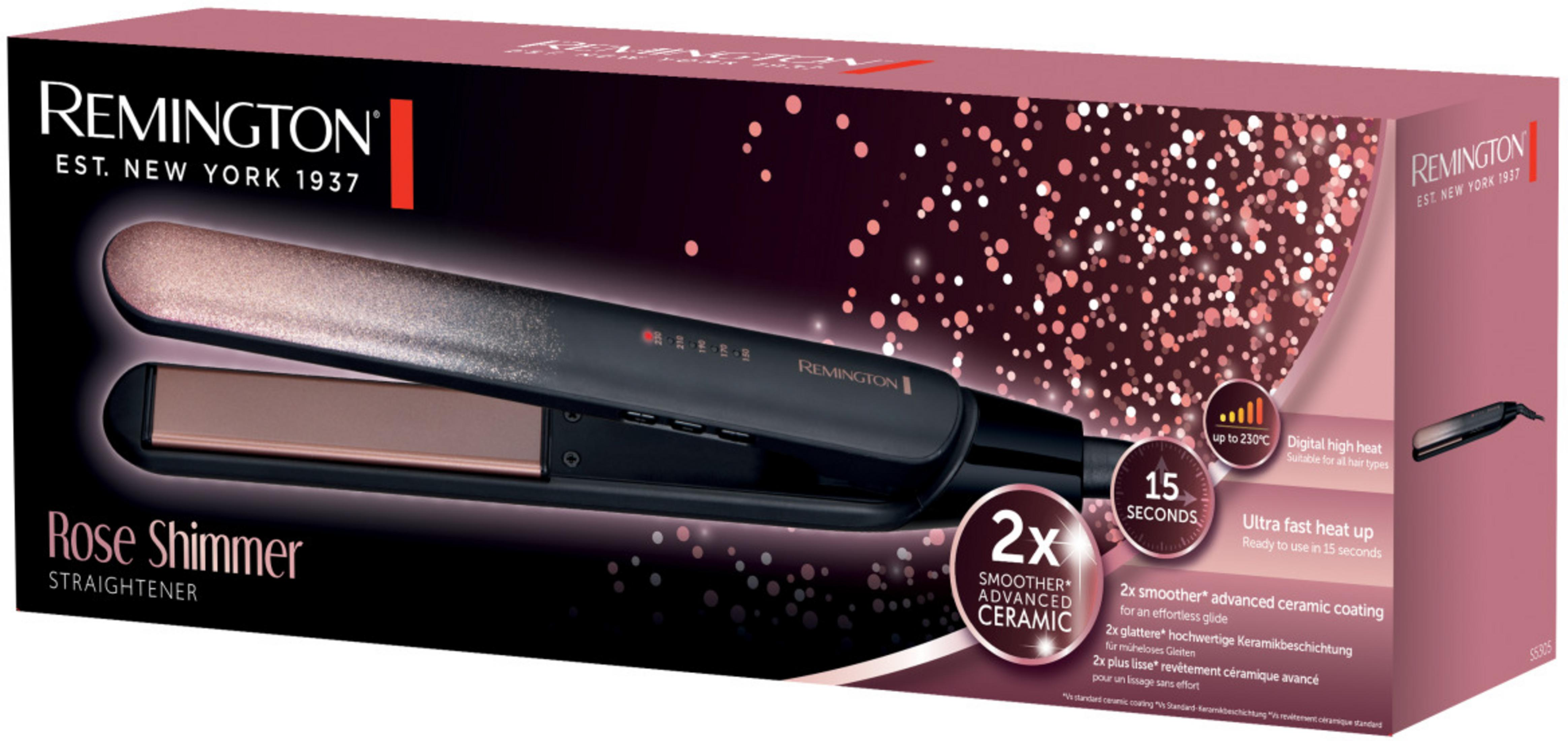 Remington Rose Shimmer Haarglätter mit fortschrittlicher Keramikbeschichtung.
