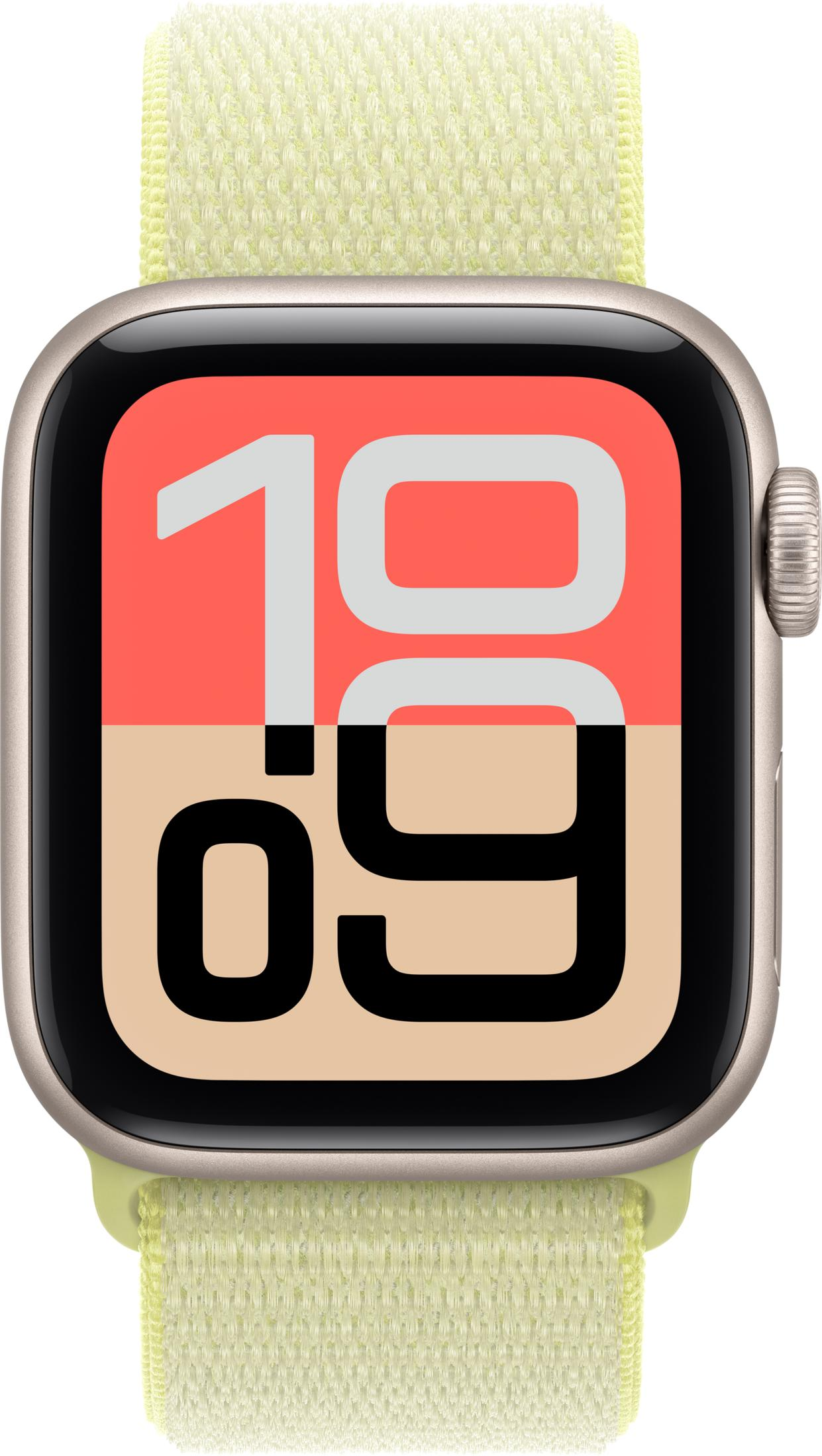 Un orologio digitale con cinturino giallo e quadrante con numeri 10 e 09.