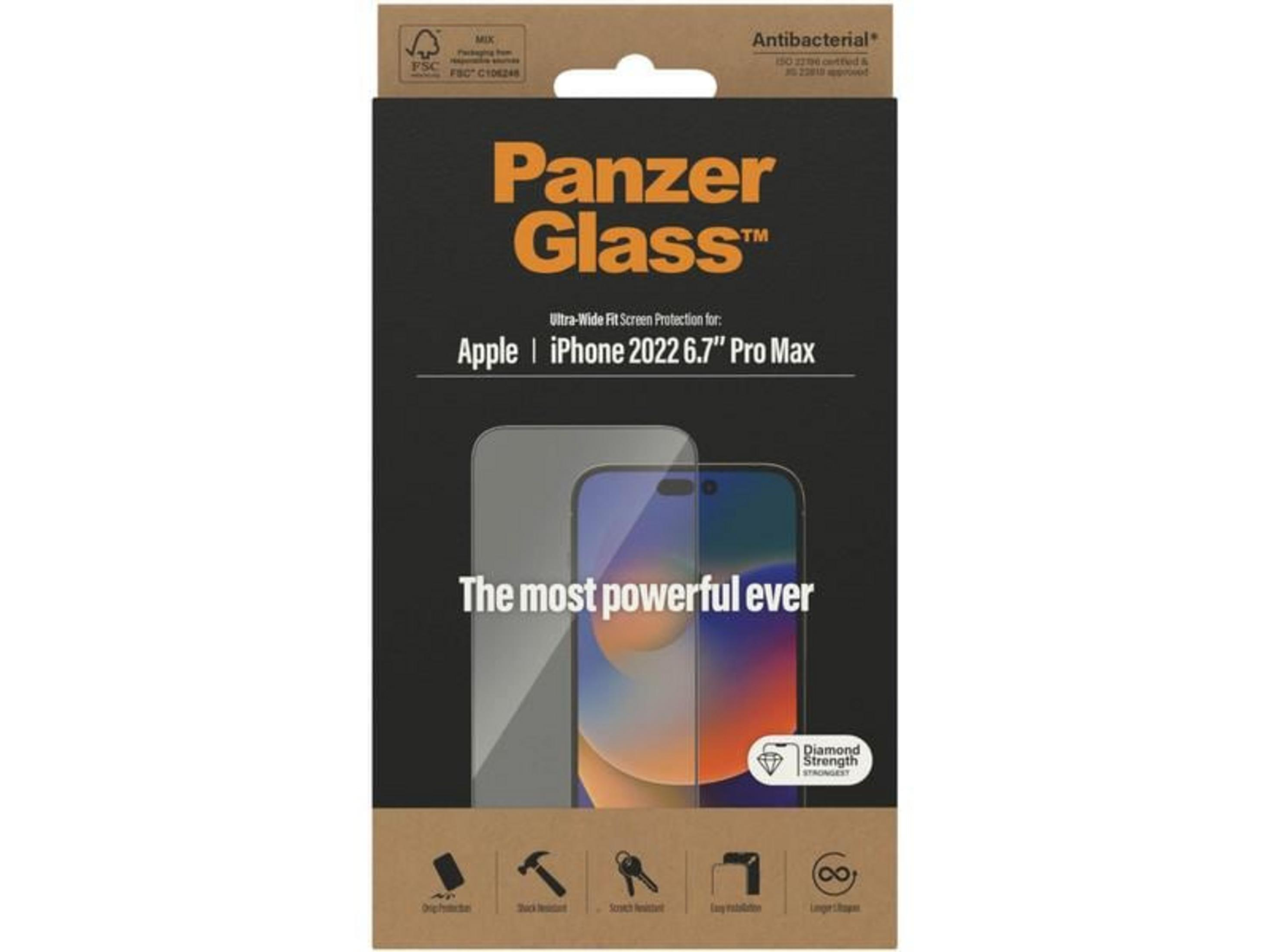PANZERGLASS iPhone 14 Pro Max | Ultra-Wide Fit Tam Koruma Çerçeve Aparatlı Ekran Koruyucu Ekran Koruyucu