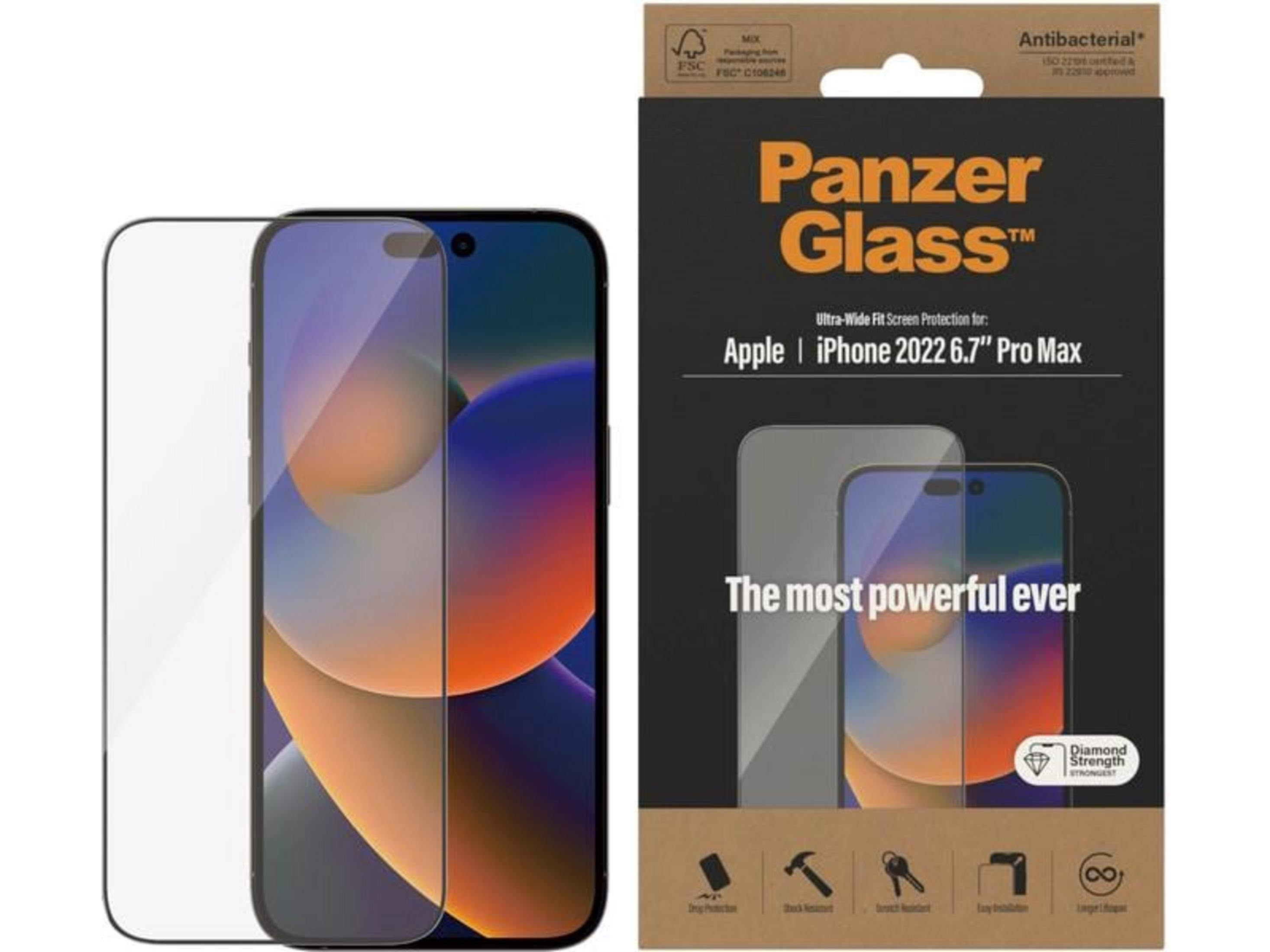 Apple iPhone 2022 6.7" Pro Max için Panzer Glass ekran koruyucu.