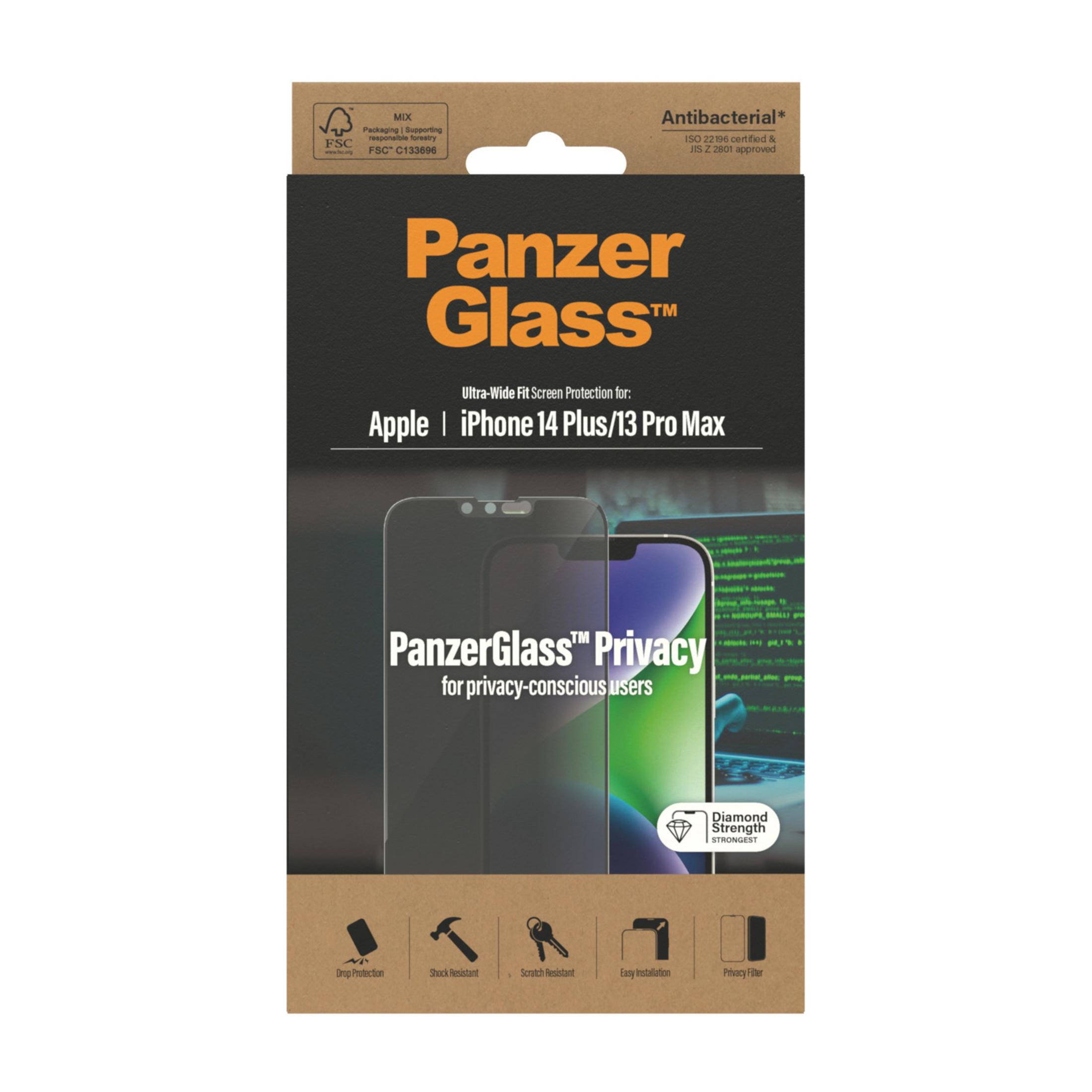 Protection d'écran PanzerGlass™ Confidentialité pour iPhone 14 Plus/13 Pro Max.
