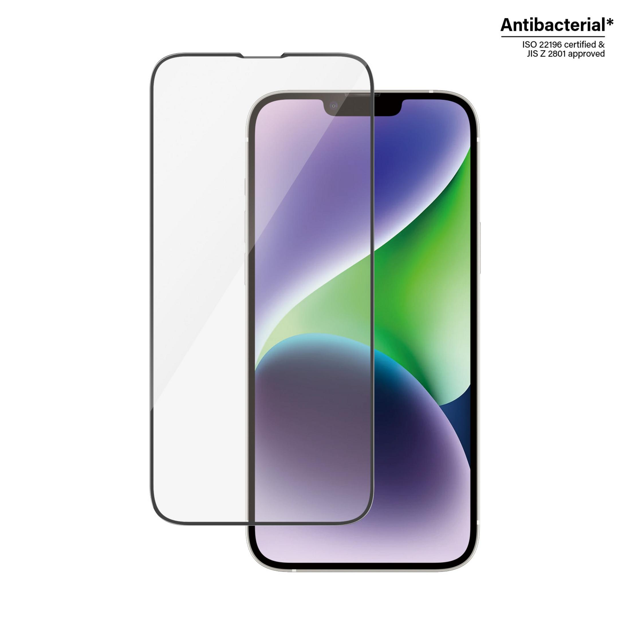 Ein Displayschutz für ein Smartphone, das auf einem weißen Hintergrund liegt.