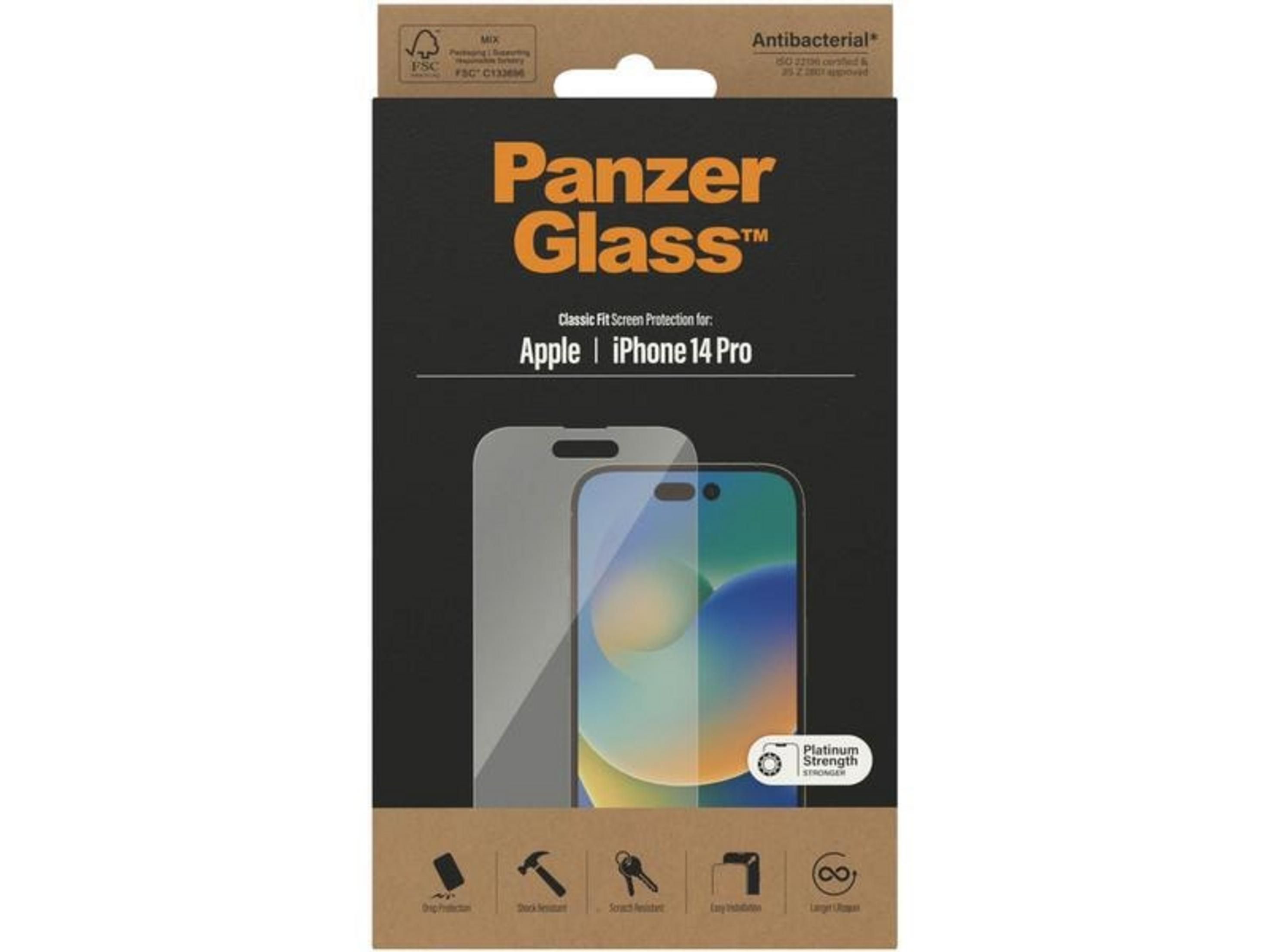 Opakowanie szkła ochronnego Panzer Glass do iPhone 14 Pro.
