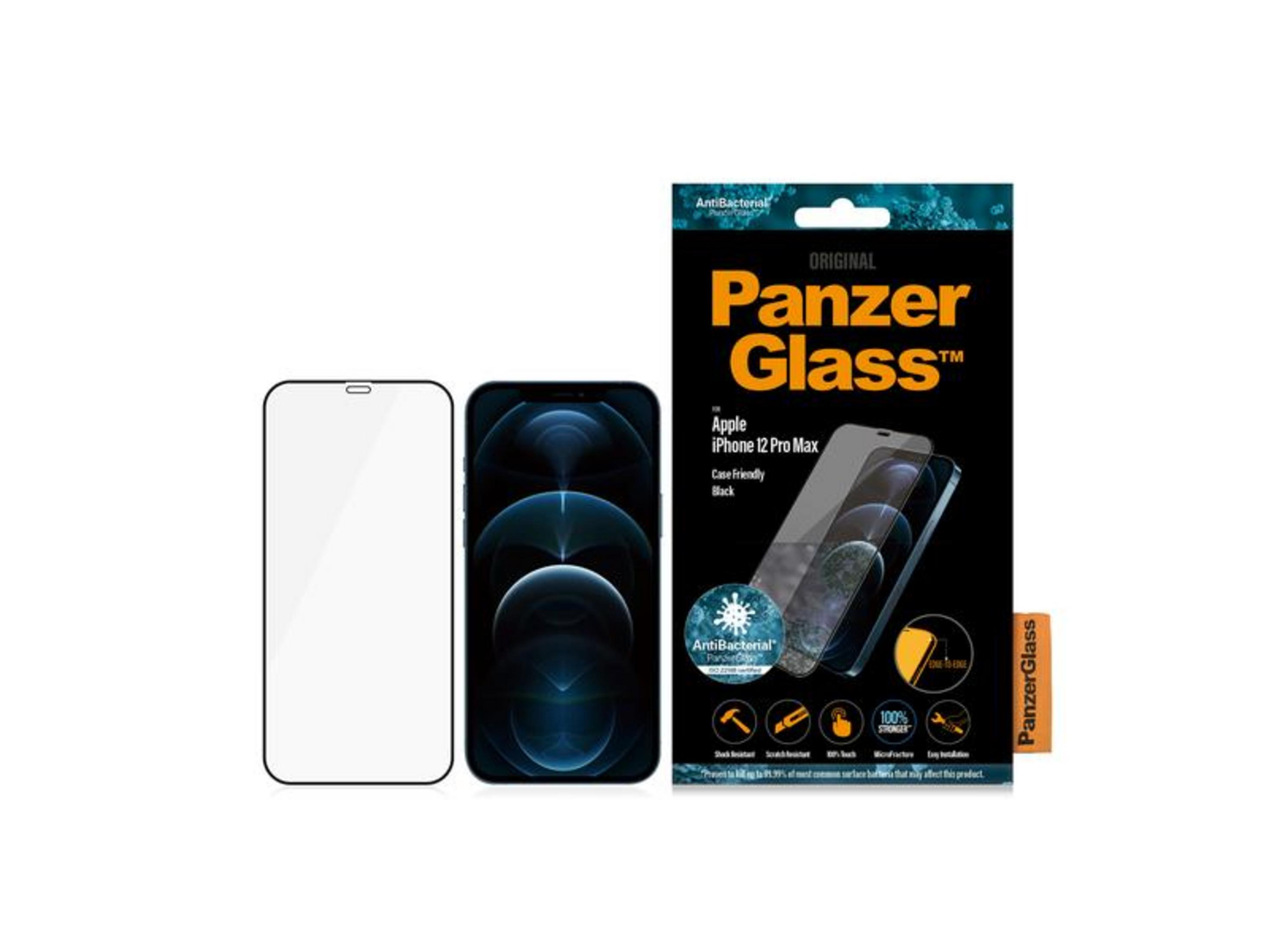Protezione schermo PanzerGlass per iPhone 12 Pro Max, con antibatterico.