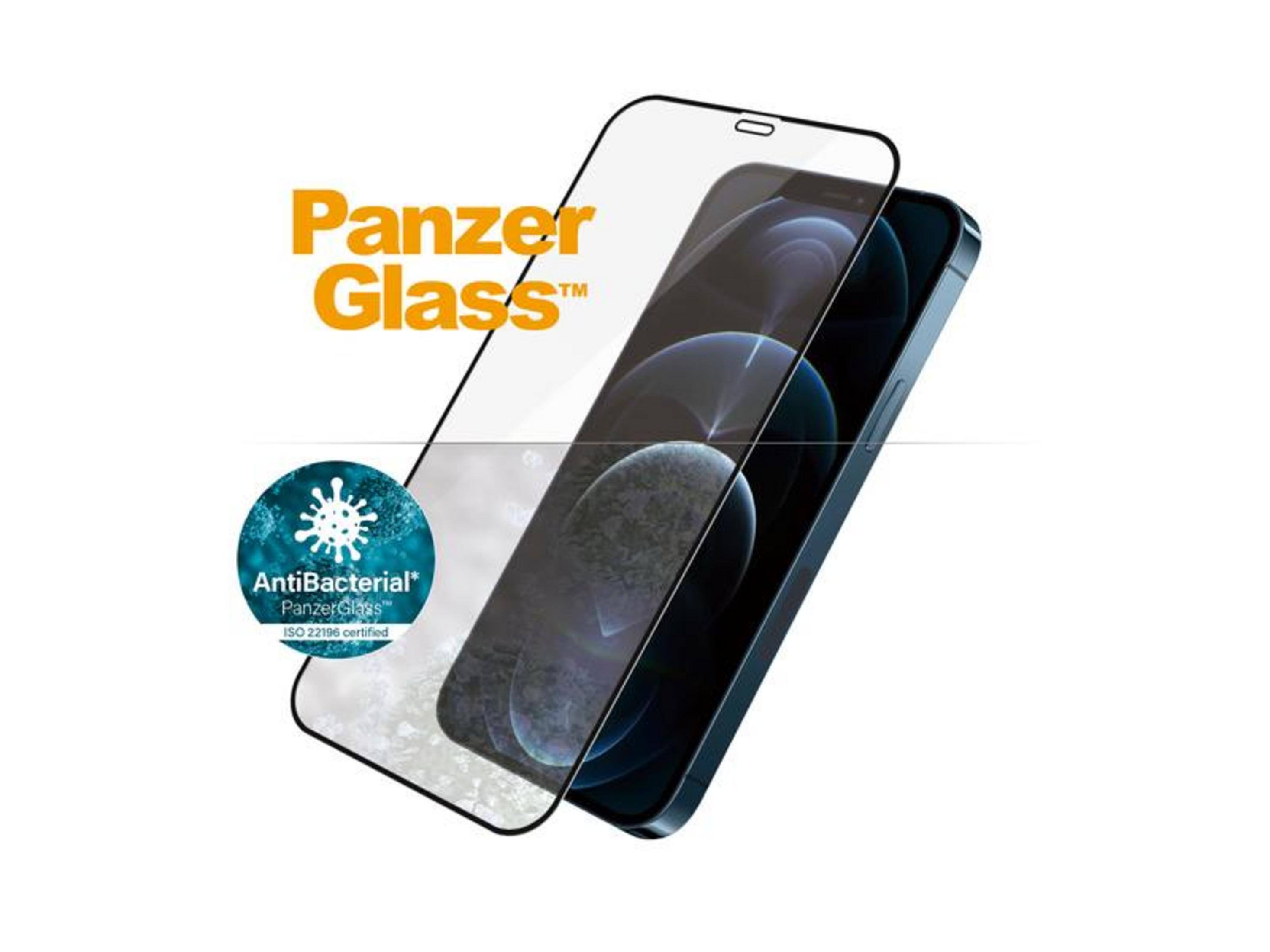 Protezione schermo PanzerGlass su uno smartphone, sfondo bianco.