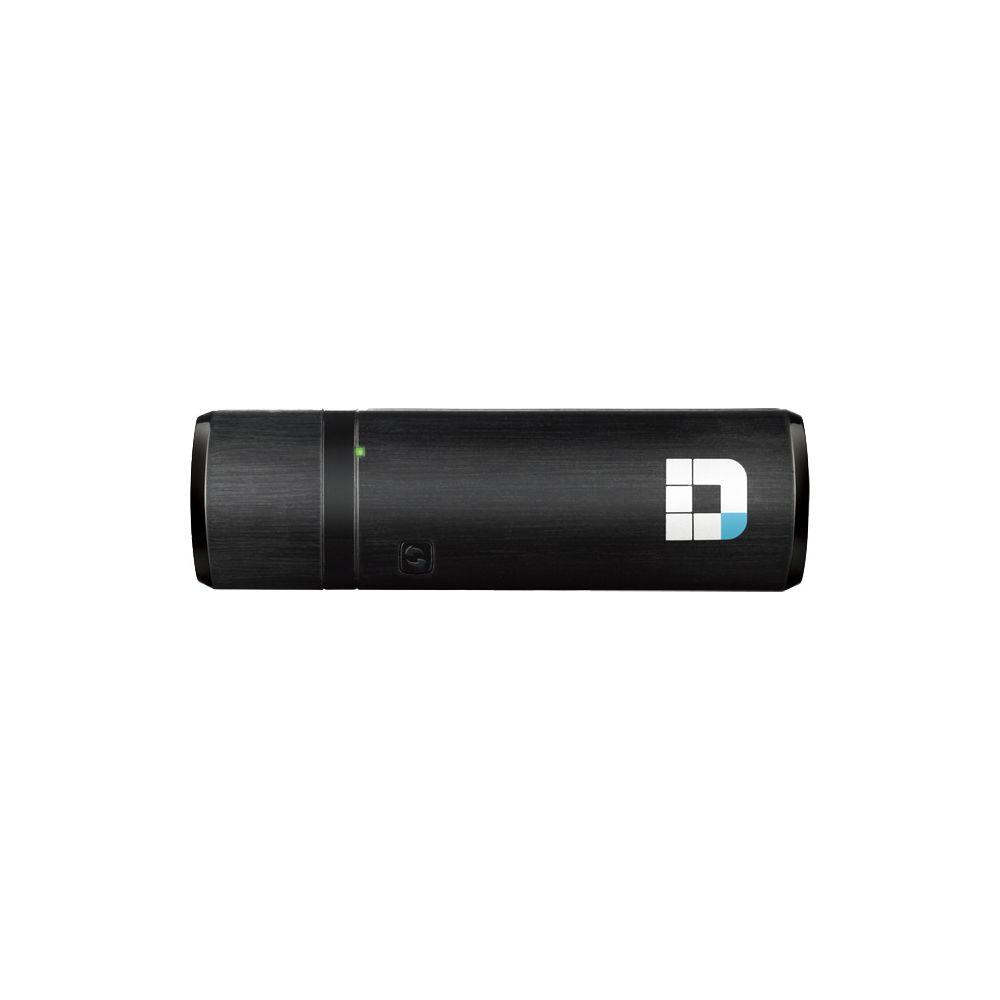 Unità USB nera con logo argentato e luce verde.