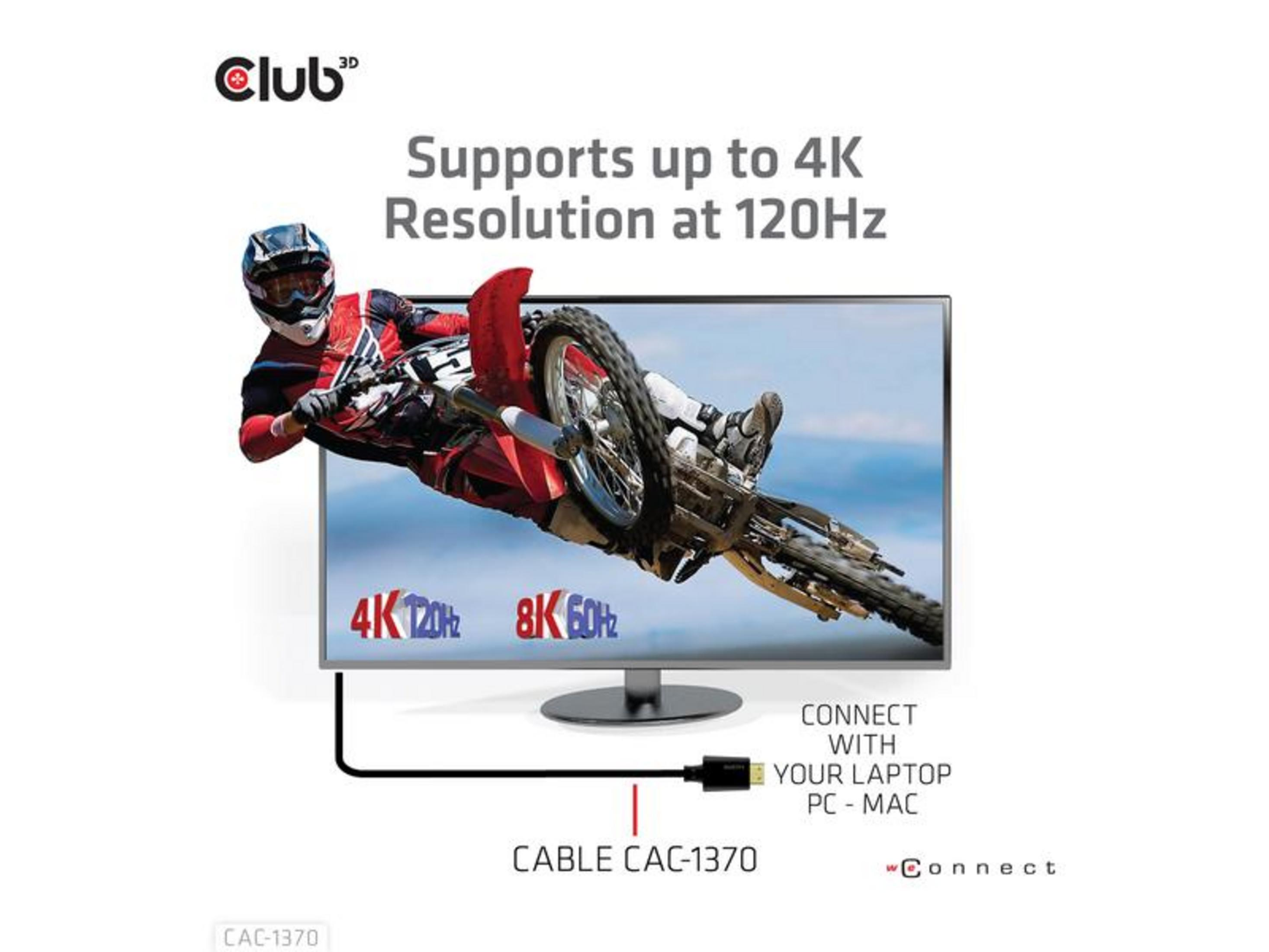 Ein Motorradfahrer springt aus einem Monitor, der 4K-Auflösung bei 120 Hz unterstützt.