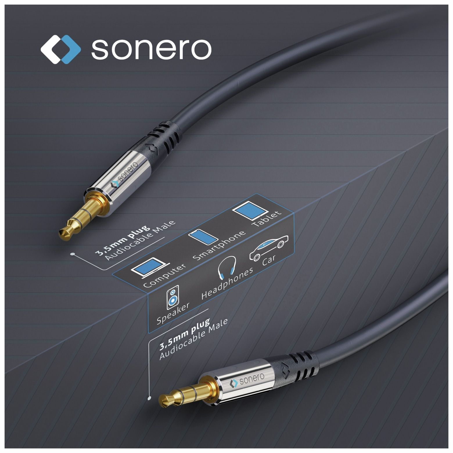 Cavo audio Sonero da 3,5 mm per computer, smartphone, tablet, auto.