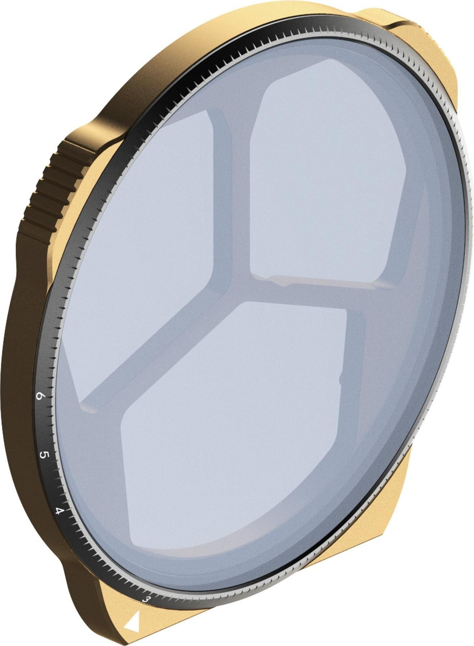 Złota ramka z cyframi 3-6, szara tarcza ze wzorem krzyża.