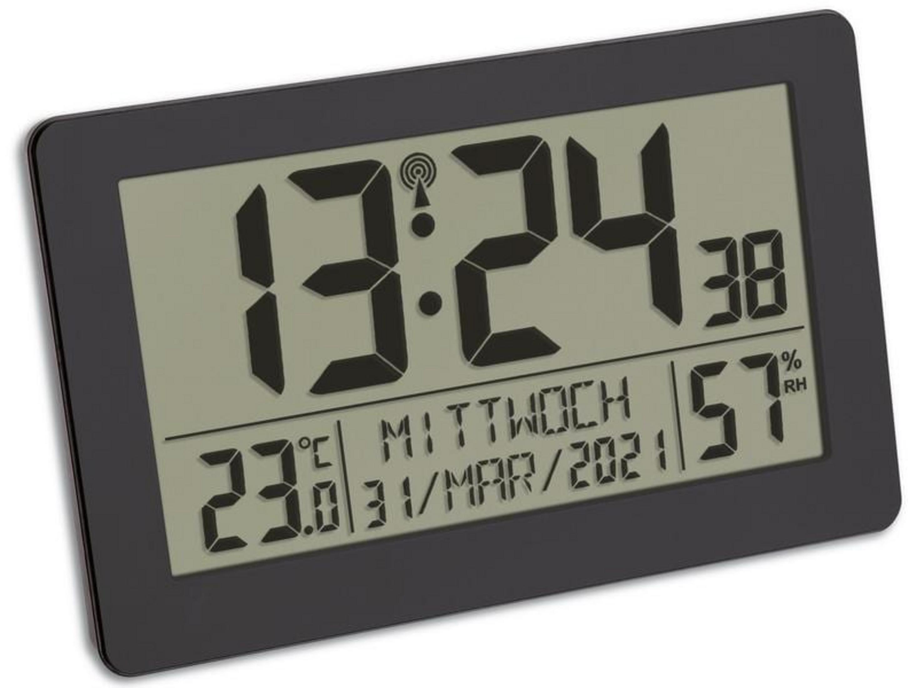 Orologio digitale mostra 13:24, 23.0°C, Mercoledì, 31 Mar 2021, 38% e 57% UR.