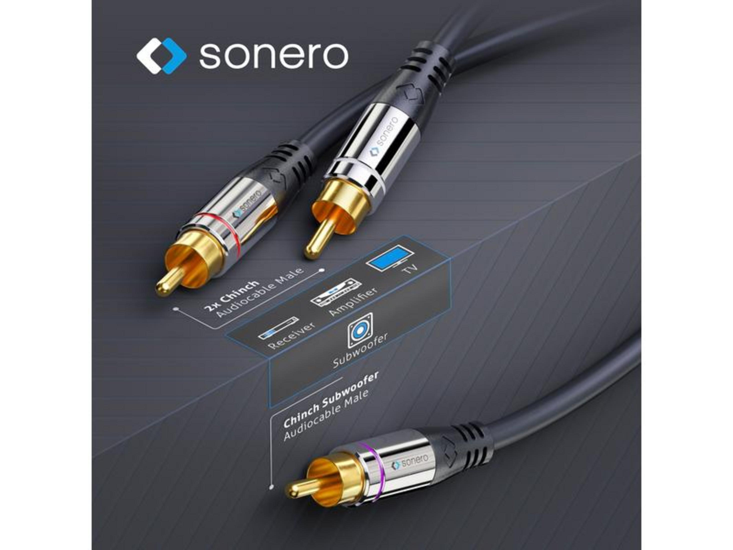 Sonero Audiokabel mit Cinch-Steckern für Receiver, Verstärker und Subwoofer.