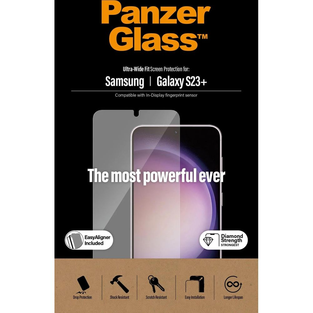Panzer Glass voor Samsung Galaxy S23+. Met EasyAligner. Sterker dan diamant.