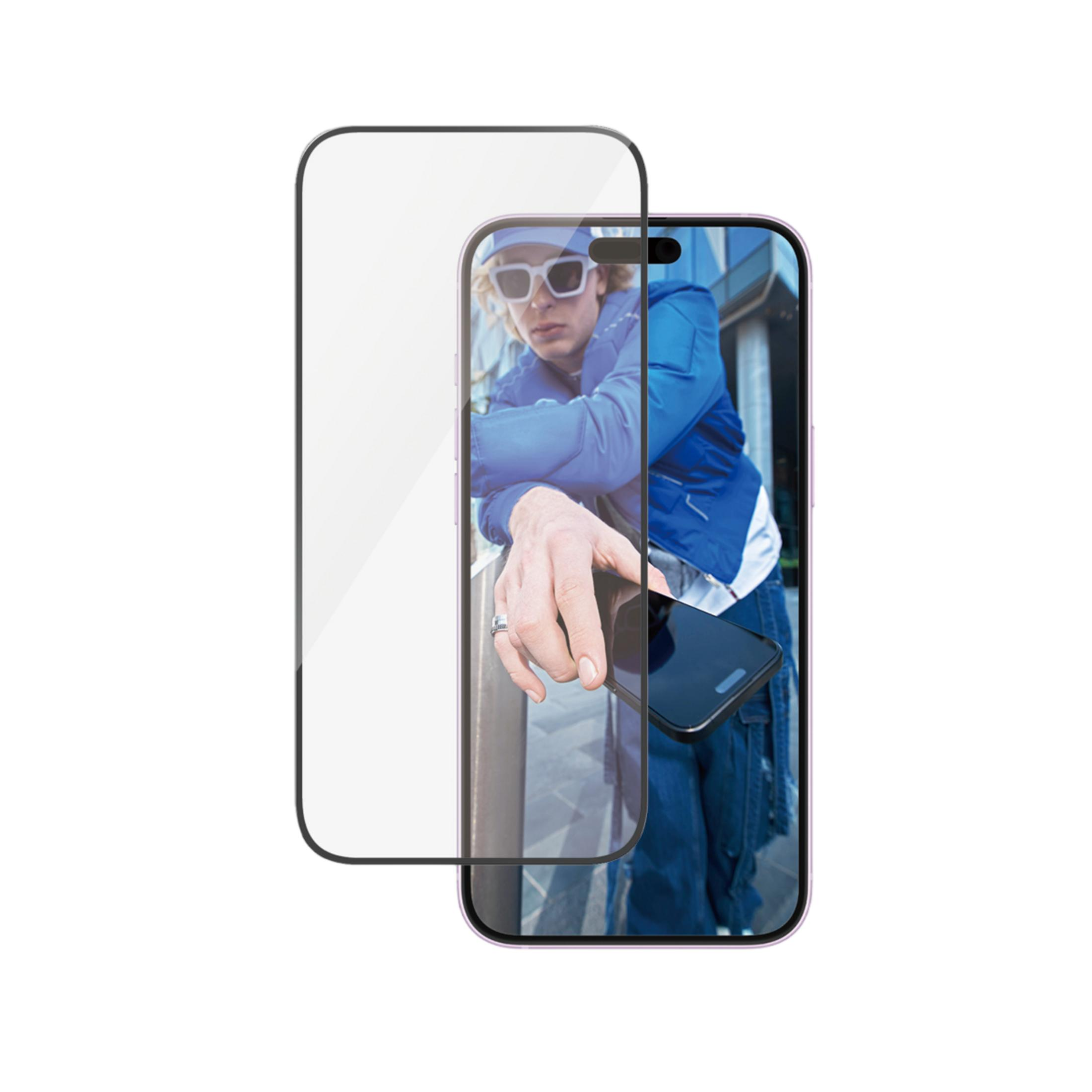 PANZERGLASS iPhone 16 Plus | 15 Plus | Ultra-Wide Fit Çerçeve Aparatlı Tam Koruma Ekran Koruyucu Ekran Koruyucu